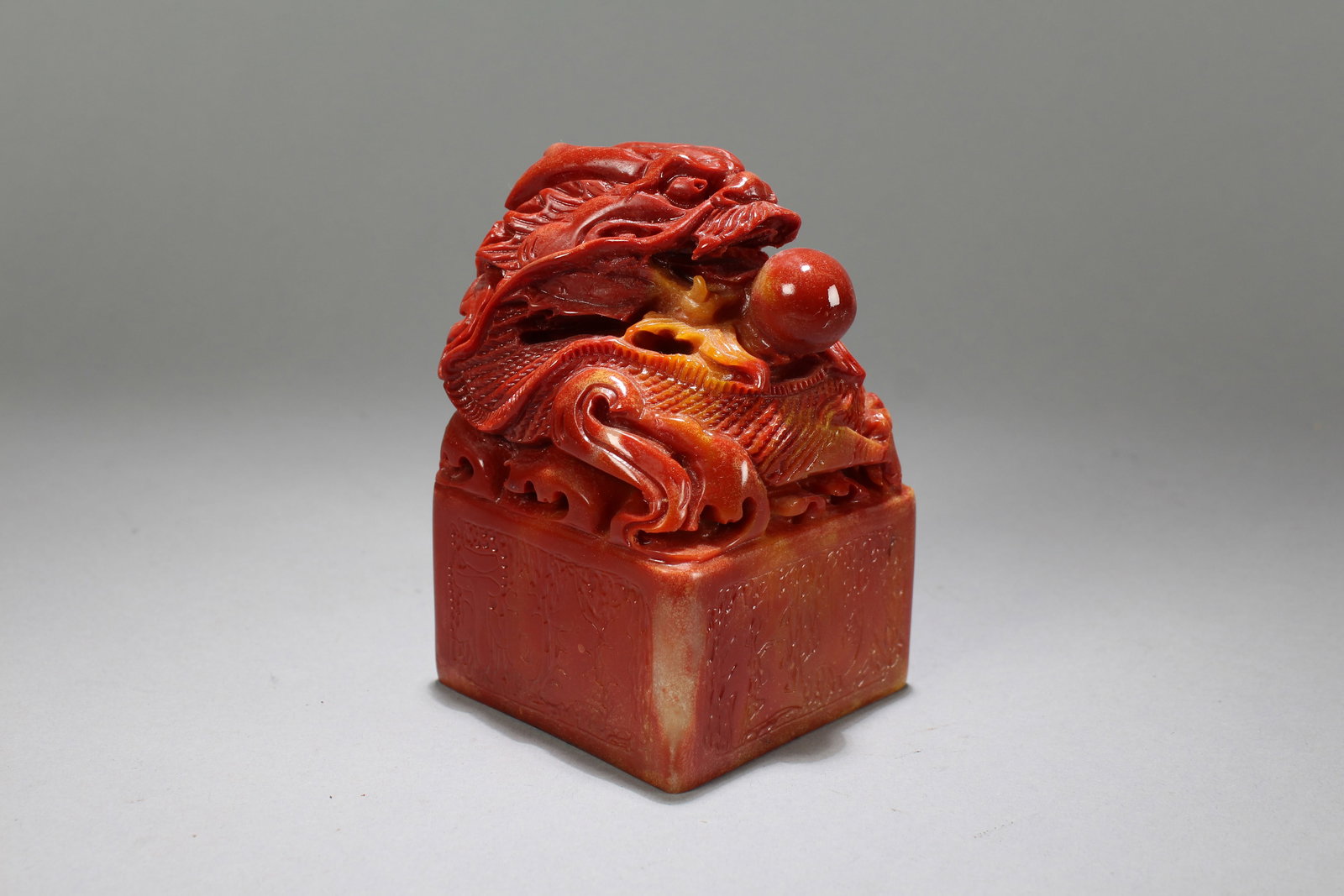 A Chinese Square-based Fortune Soapstone Seal: A Chinese Square-based Fortune Soapstone Seal. Height: 5 (inch). Length: 3 (inch). Width: 3 (inch).