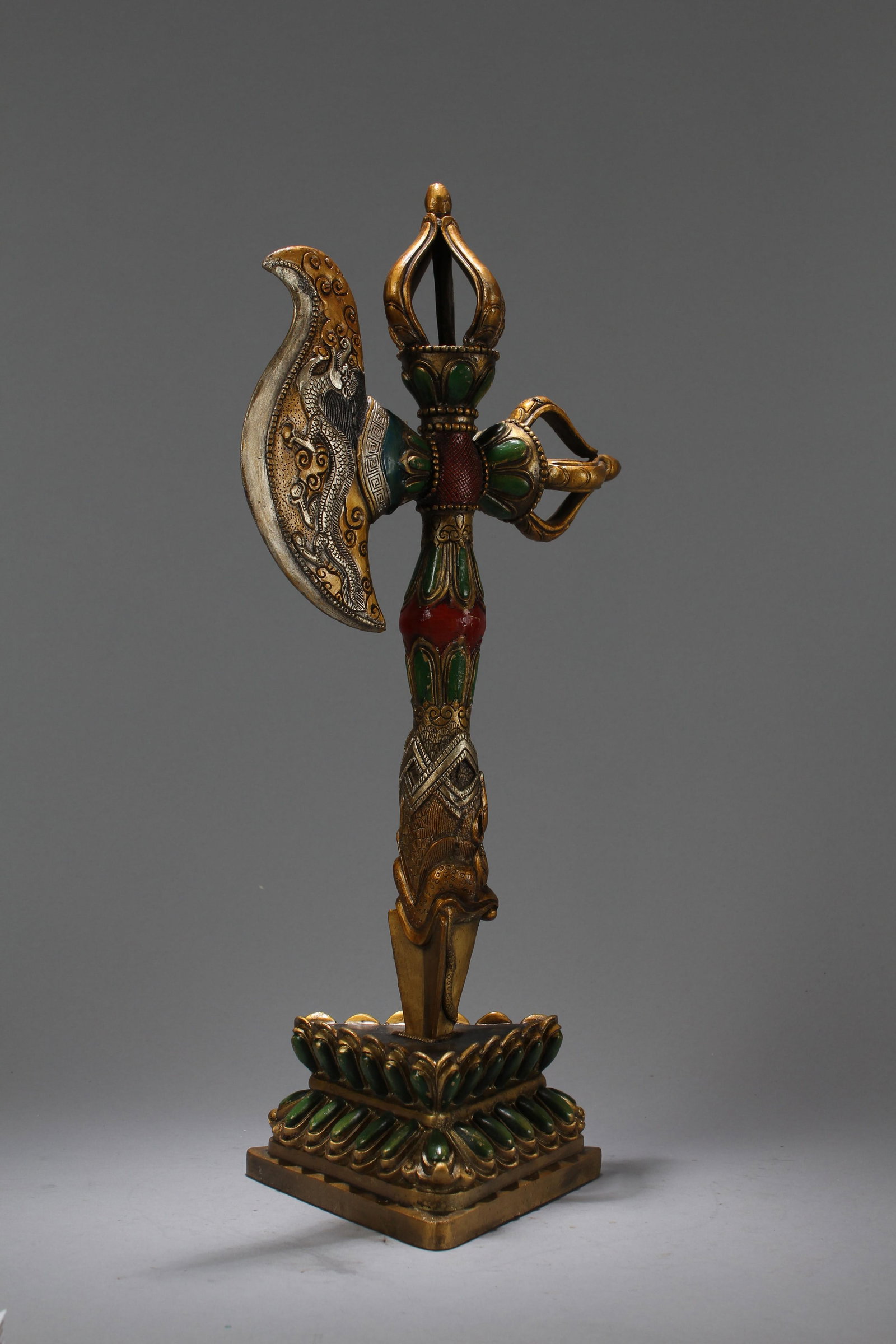A Tibetan Religious Fortune Statue: A Tibetan Religious Fortune Statue . Height: 19 (inch). Length: 7 (inch). Width: 7 (inch).