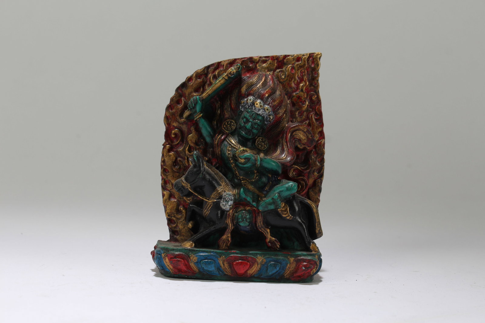 A Tibetan Religious Fortune Buddha Statue: A Tibetan Religious Fortune Buddha Statue. Height: 4 (inch). Length: 3 (inch). Width: 1.5 (inch).