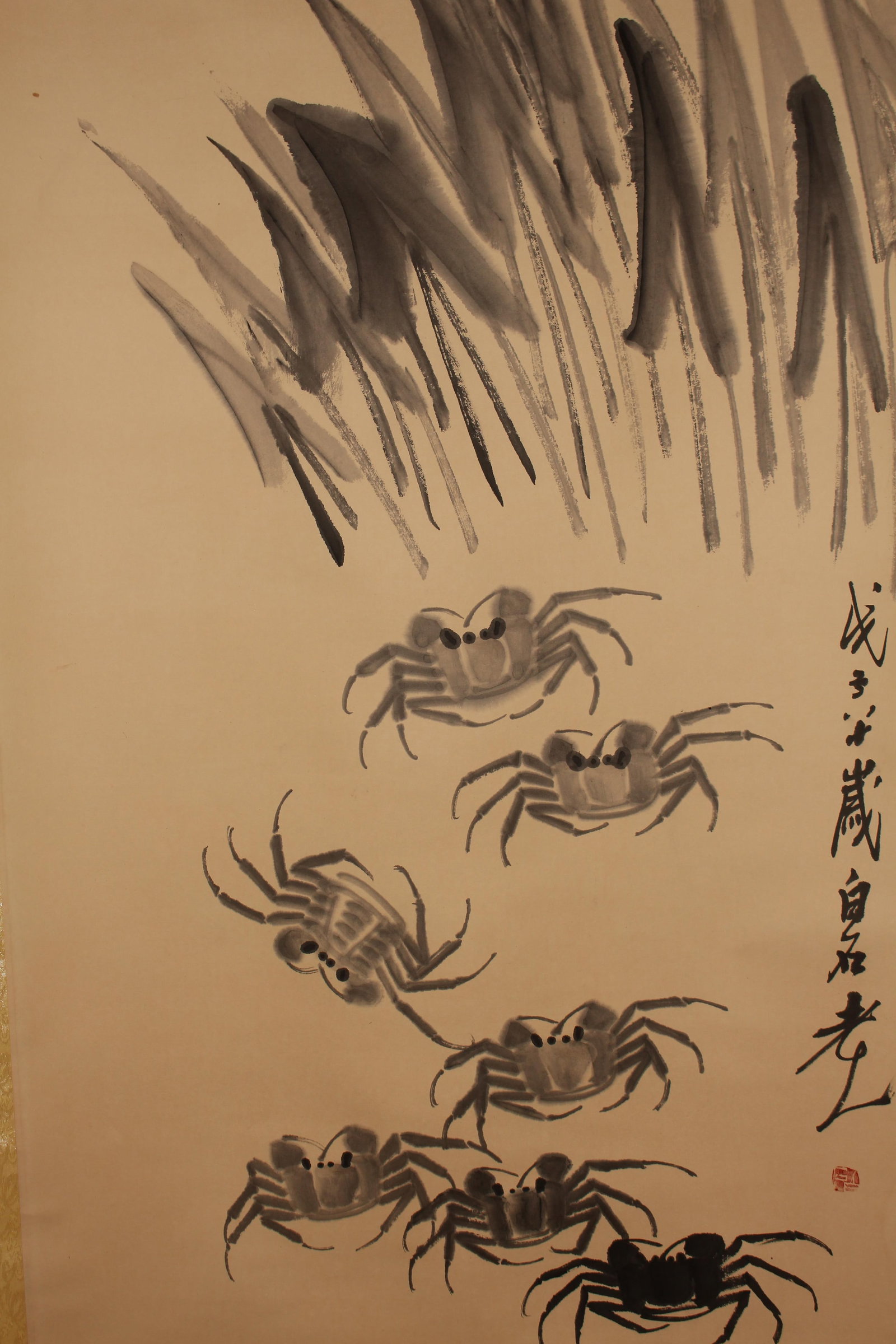 A Chinese Aqua-theme Religious Fortune Scroll - 3