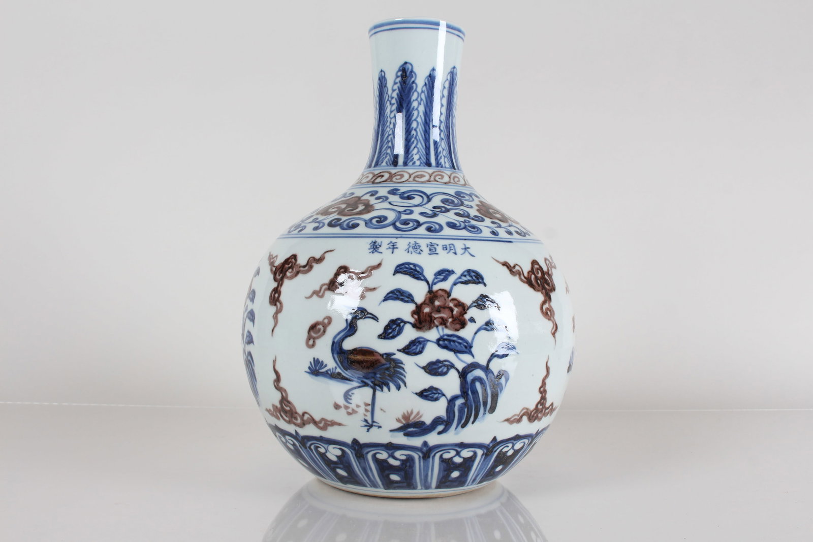 A Chinese Blue and White Ancient-framing Porcelain Fortune Vase: A Chinese Blue and White Ancient-framing Porcelain Fortune Vase . Height: 11.75 (inch).