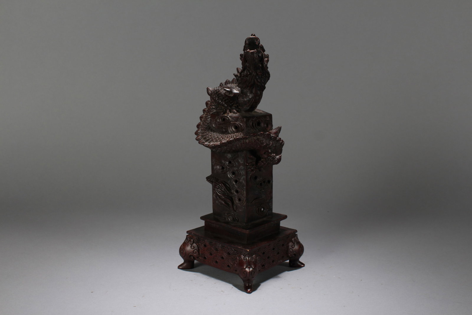 A Chinese Square-based Anicent-framing Myth-beast Fortune Statue: A Chinese Square-based Anicent-framing Myth-beast Fortune Statue. Height : 10.25 (inch). Width : 4.25 (inch). Length : 2 (inch).