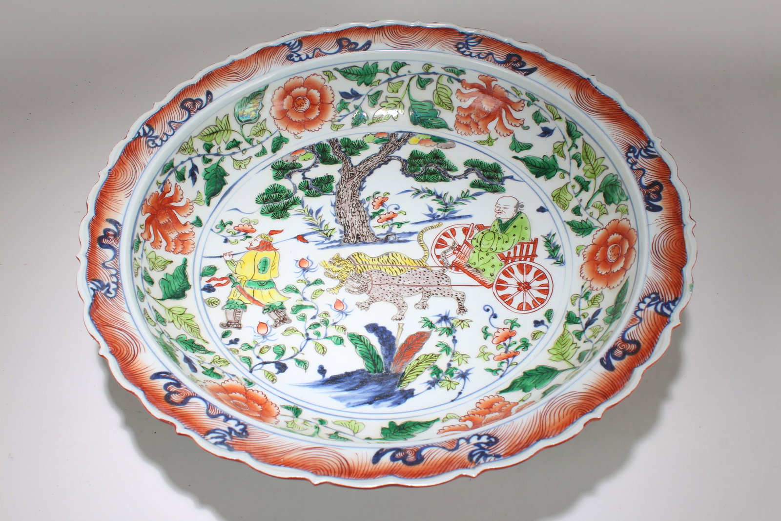 A Chinese Story-telling Massive Fortune Porcelain Plate: A Chinese Story-telling Massive Fortune Porcelain Plate. Height: 3 (inch). Opening Diameter: 17.5 (inch).