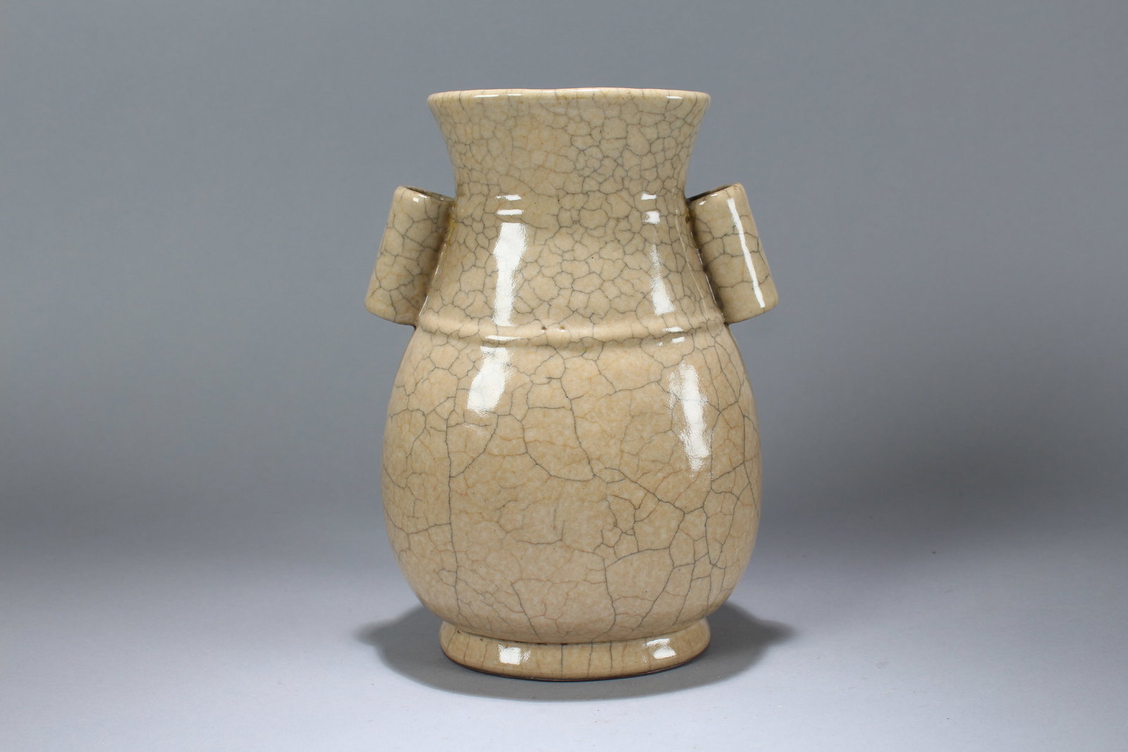 A Chinese Duo-handling Crack-fortune Porcelain Vase: A Chinese Duo-handling Crack-fortune Porcelain Vase. Height: 9.5 (inch). Width: 7 (inch).