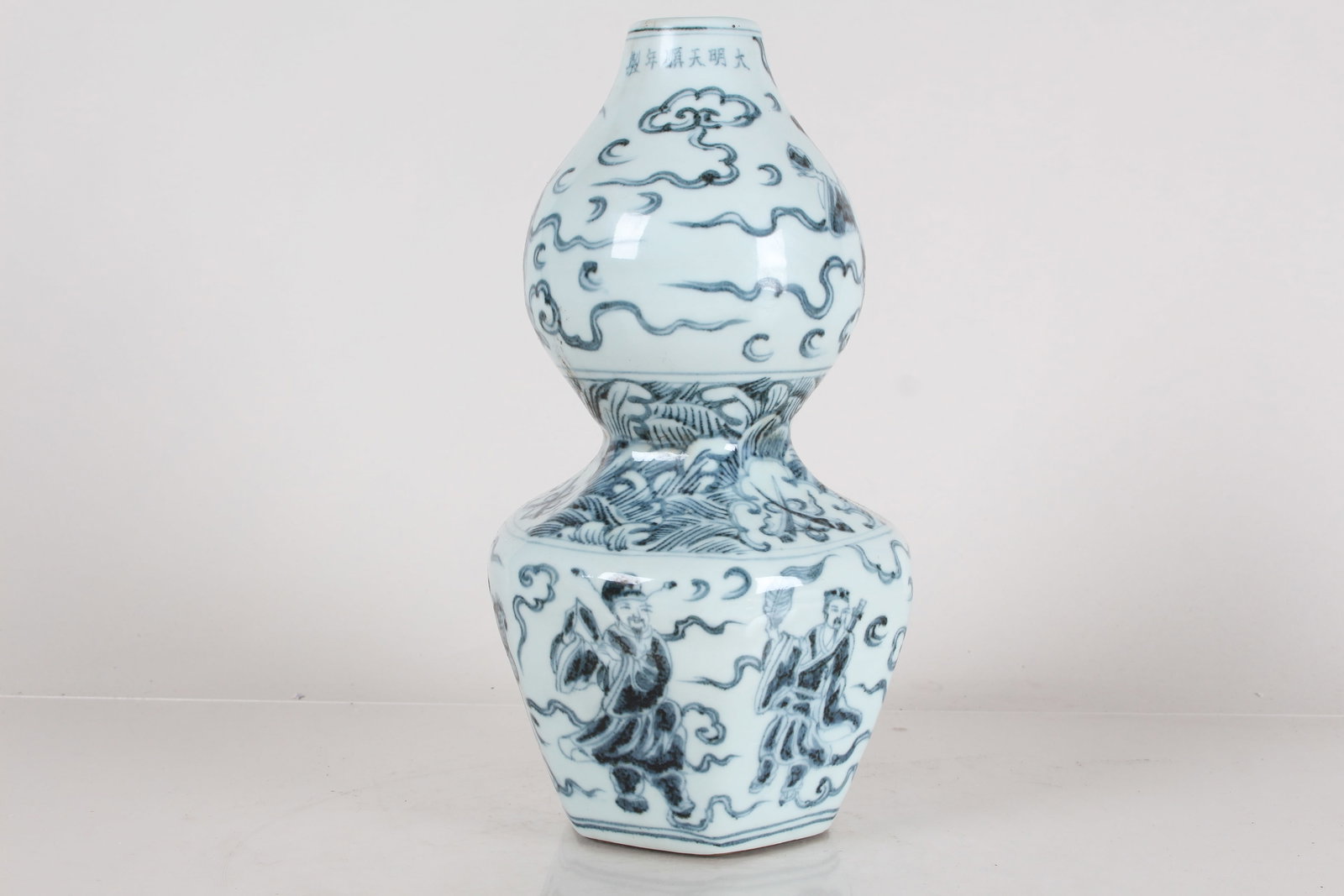 A Chinese Ancient-framing Story-telling Blue and White Porcelain Fortune Vase: A Chinese Ancient-framing Story-telling Blue and White Porcelain Fortune Vase . Height: 11.5 (inch).