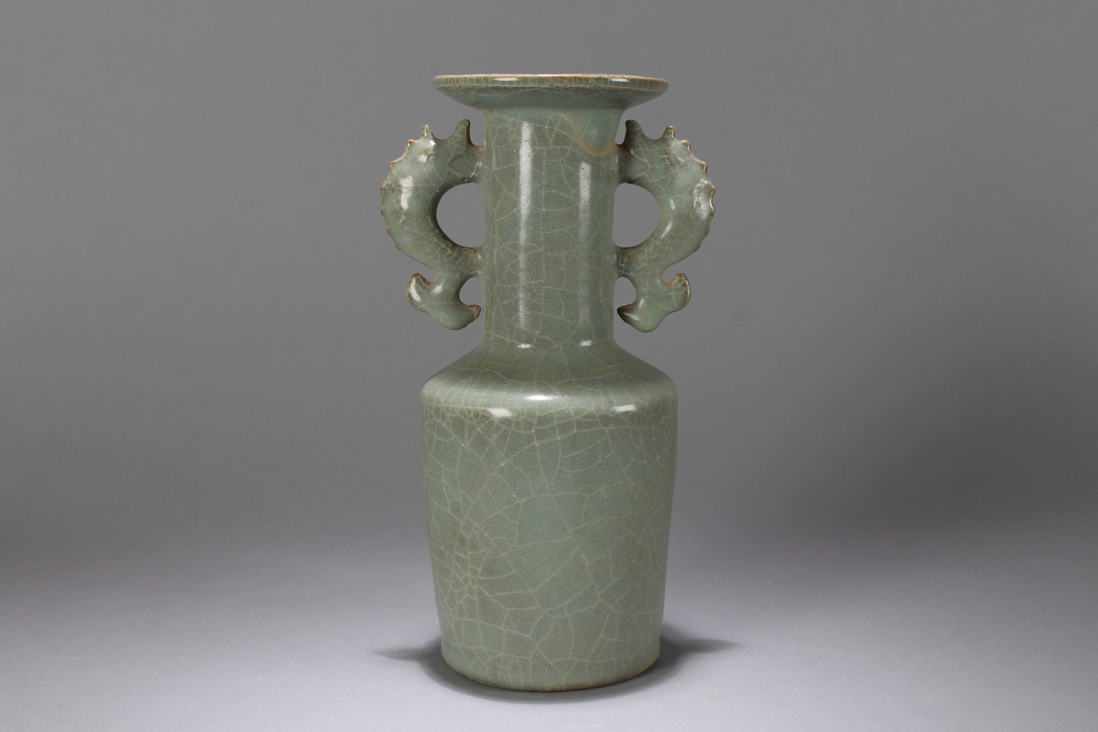 A Chinese Duo-handling Porcelain Fortune Vase: A Chinese Duo-handling Porcelain Fortune Vase. Height: 9 (inch). Width: 4 (inch).