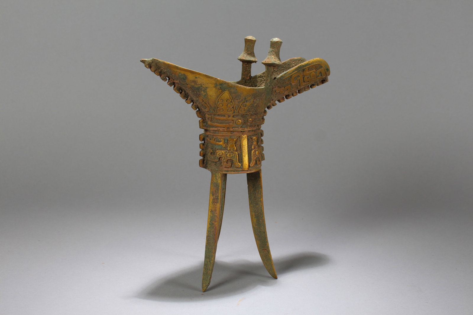 A Chinese Tri-podded Fortune Bronze Vessel: A Chinese Tri-podded Fortune Bronze Vessel. Height: 9.5 (inch). Length: 8 (inch).