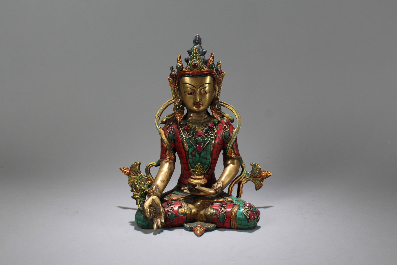 A Chinese Religious Vividly-detailed Fortune Buddha Statue: A Chinese Religious Vividly-detailed Fortune Buddha Statue. Height: 10 (inch). Length: 9 (inch).