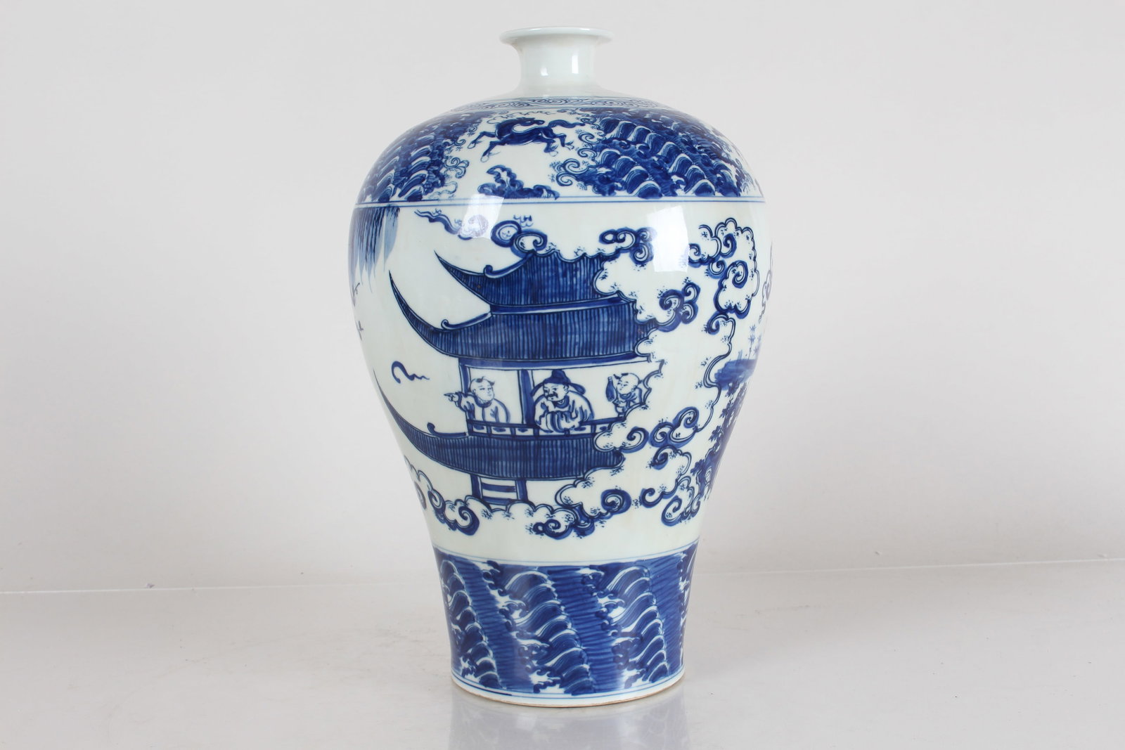 A Chinese Detailed Blue and White Story-telling Fortune Porcelain Vase: A Chinese Detailed Blue and White Story-telling Fortune Porcelain Vase . Height: 11.75 (inch).