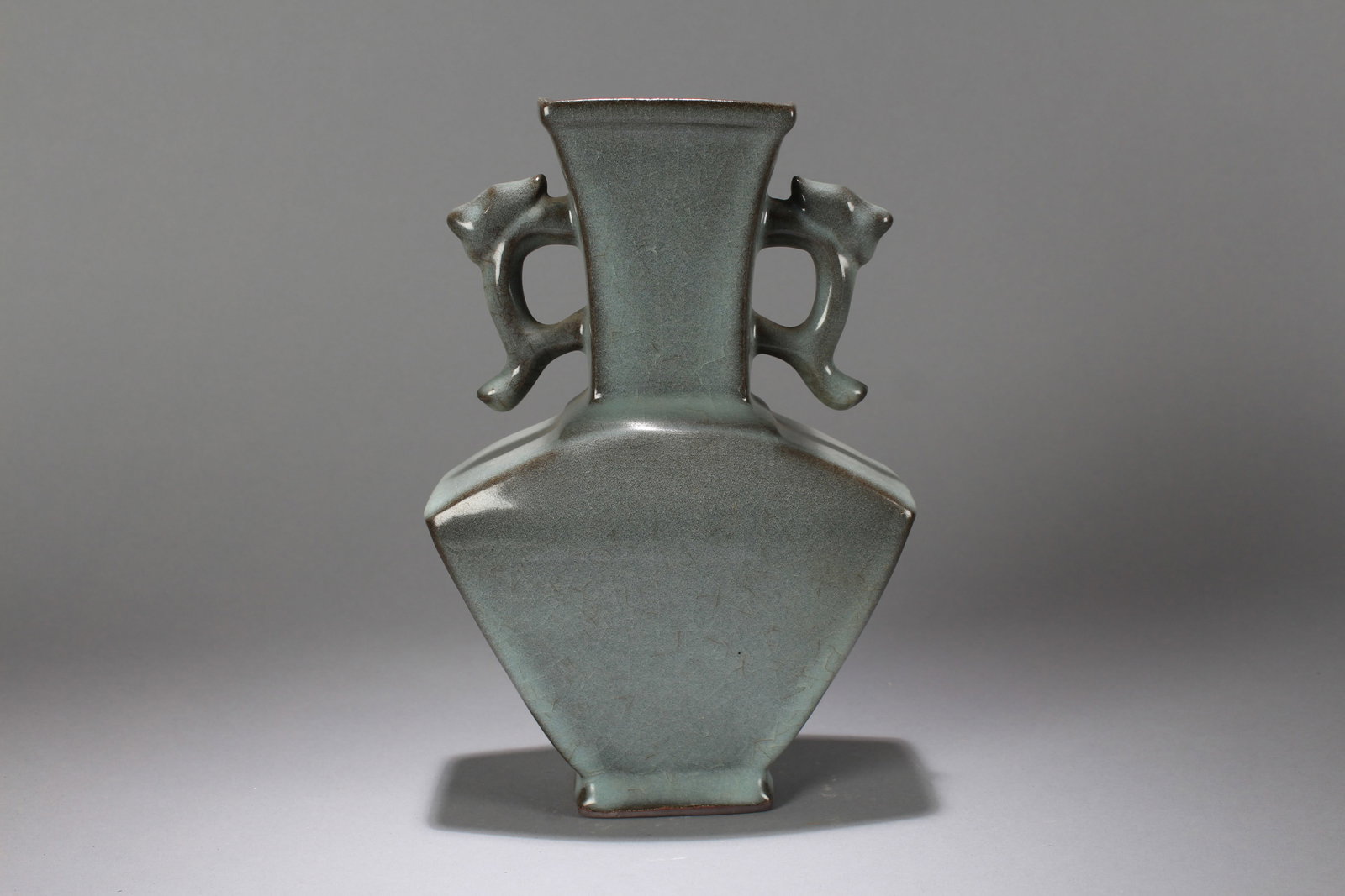 A Chinese Duo-handling Fortune Religious Porcelain Vase: A Chinese Duo-handling Fortune Religious Porcelain Vase. Height: 9.75 (inch). Width: 6.25 (inch). Length: 3 (inch).
