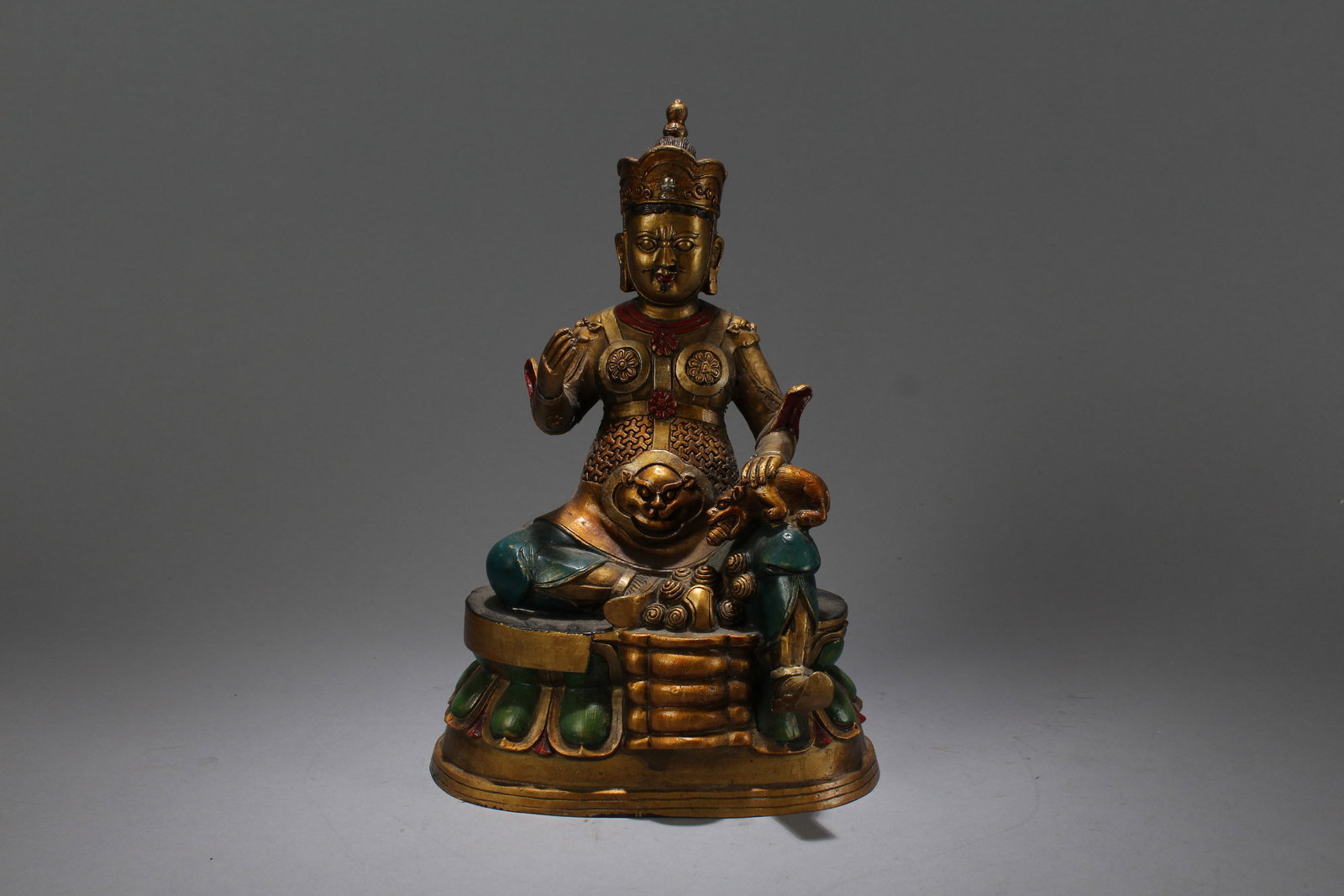 A Chinese Religious Fortune Buddha Statue: A Chinese Religious Fortune Buddha Statue. Height: 10 (inch). Width: 4 (inch). Length: 6.5 (inch).
