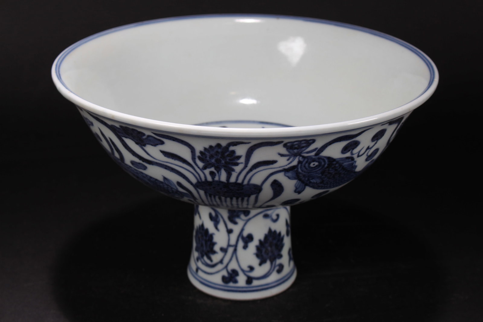 A Chinese Tall-end Blue and White Porcelain Fortune Bowl: A Chinese Tall-end Blue and White Porcelain Fortune Bowl. Height: 5.75 (inch). Opening Diameter: 9.75 (inch).