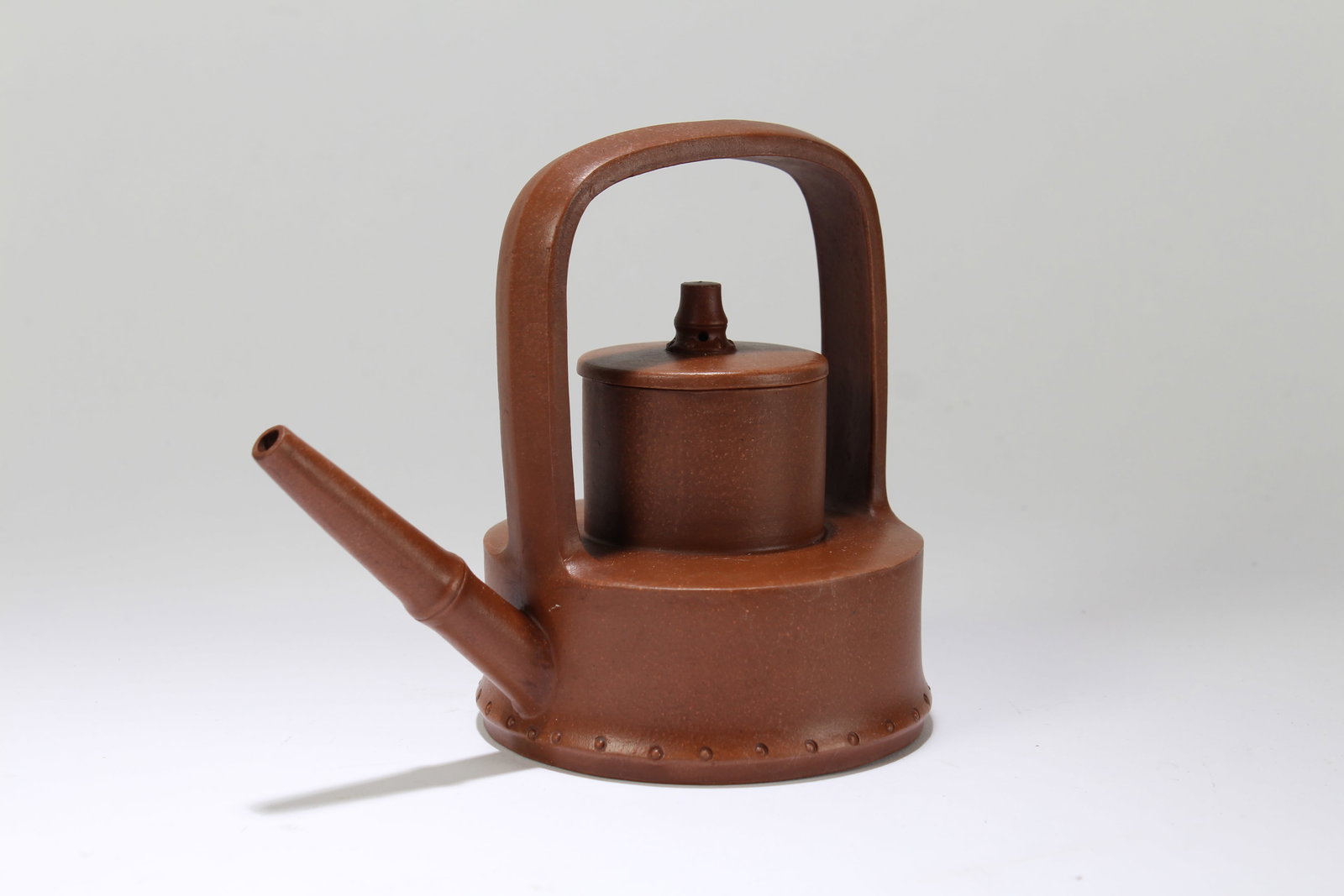 A Chinese High-handled Duo-layer Fortune Tea Pot: A Chinese High-handled Duo-layer Fortune Tea Pot. Height: 5.25 (inch). Length: 6.5 (inch).