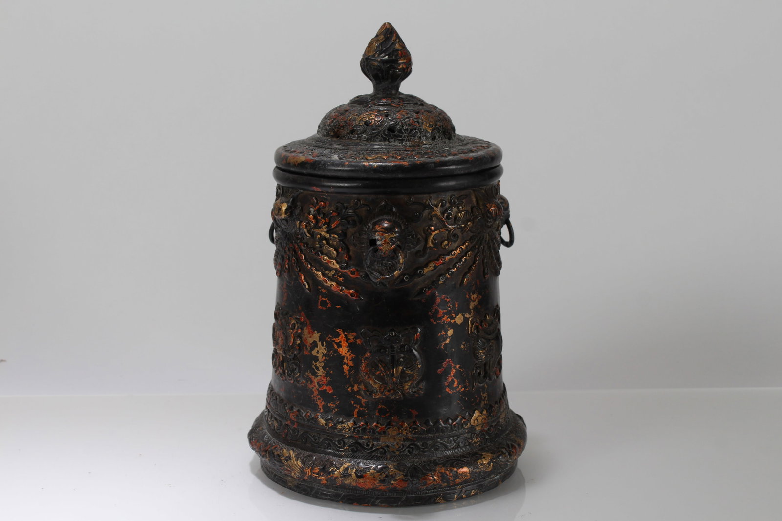A Chinese Detailed Religious Duo-handling Fortune Censer: A Chinese Detailed Religious Duo-handling Fortune Censer. Height: 10 (inch).