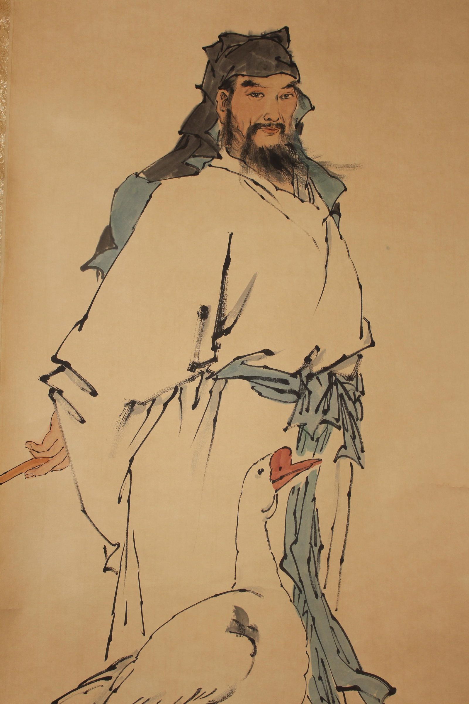 A Chinese Portrait Fortune Scroll: A Chinese Portrait Fortune Scroll. Length: 54 (inch). Width: 26.5 (inch).