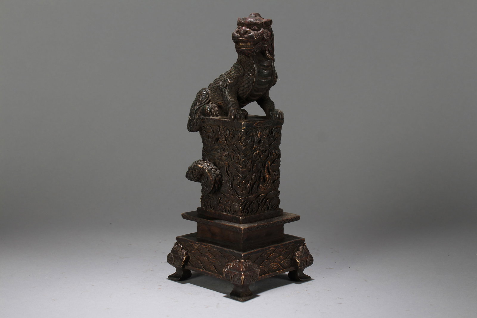 A Chinese Square-based Religious Fortune Statue: A Chinese Square-based Religious Fortune Statue. Height : 10 (inch). Width : 4.1 (inch). Length : 4 (inch).