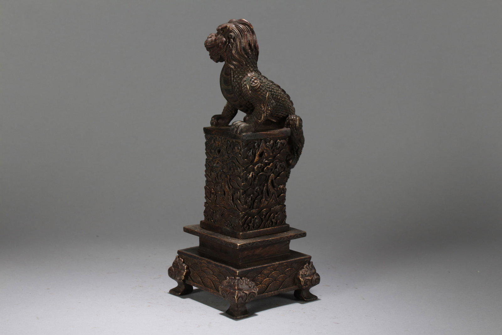 A Chinese Square-based Religious Fortune Statue - 2
