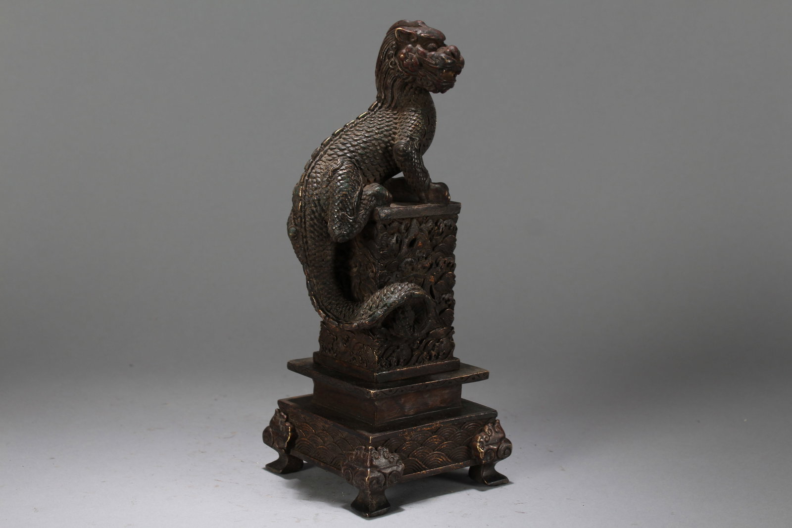 A Chinese Square-based Religious Fortune Statue - 4