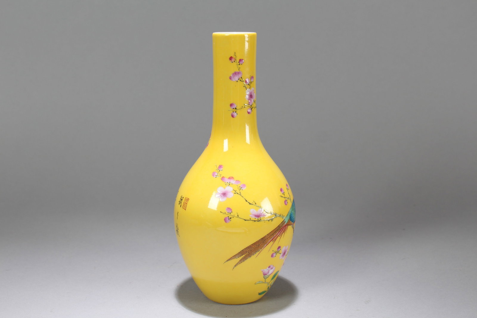 A Chinese Nature-sceen Porcelain Fortune Vase: A Chinese Nature-sceen Porcelain Fortune Vase. Height: 8.25 (inch). Width: 3.5 (inch).