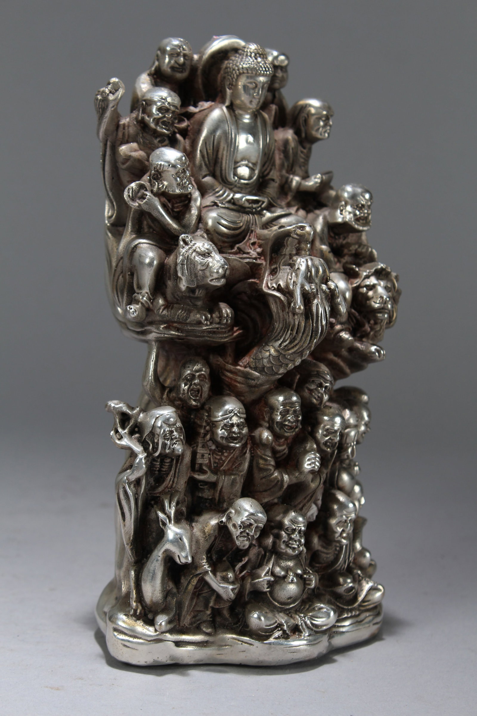 A Chinese Multi-buddha Religious Fortune Buddha Statue: A Chinese Multi-buddha Religious Fortune Buddha Statue. Height: 7.5 (inch). Length: 4.5 (inch). Width: 2.75 (inch).