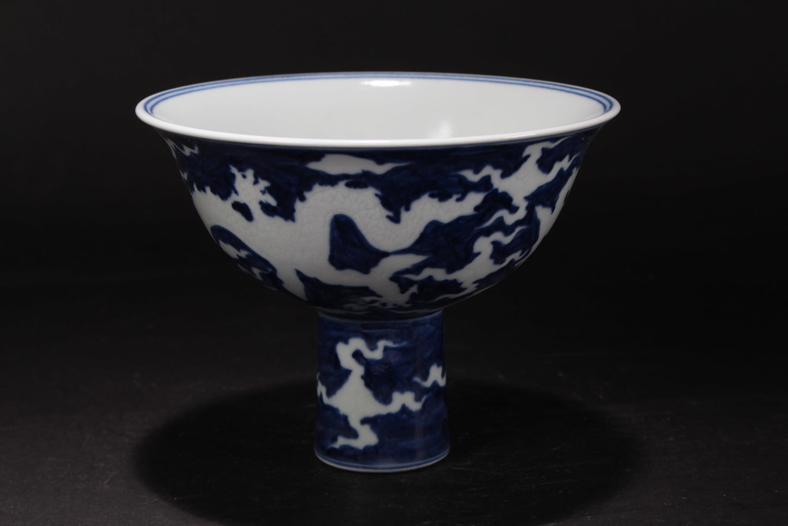 A Chinese Dragon-decorating Blue and White Porcelain Bowl: A Chinese Dragon-decorating Blue and White Porcelain Bowl. Height: 5 (inch). Opening Diameter: 6.5 (inch).