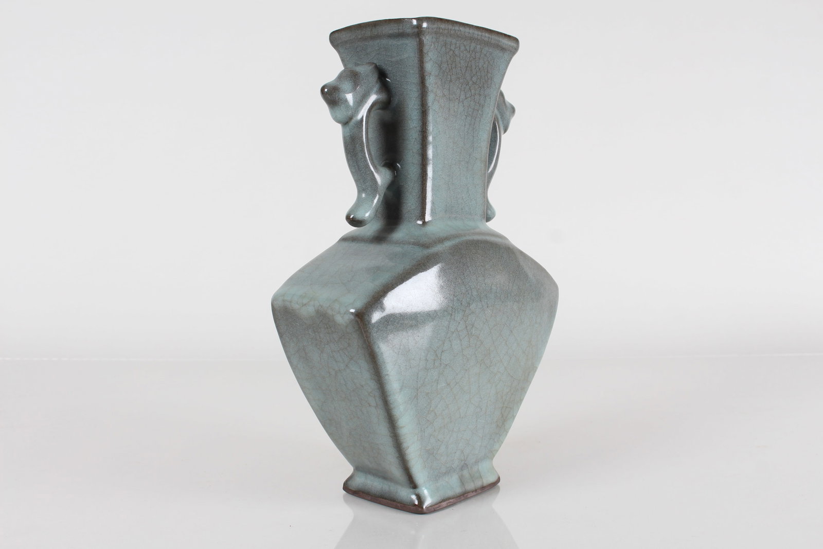 A Chinese Duo-handled Detailed Porcelain Fortune Vase: A Chinese Duo-handled Detailed Porcelain Fortune Vase . Height: 9.5 (inch).