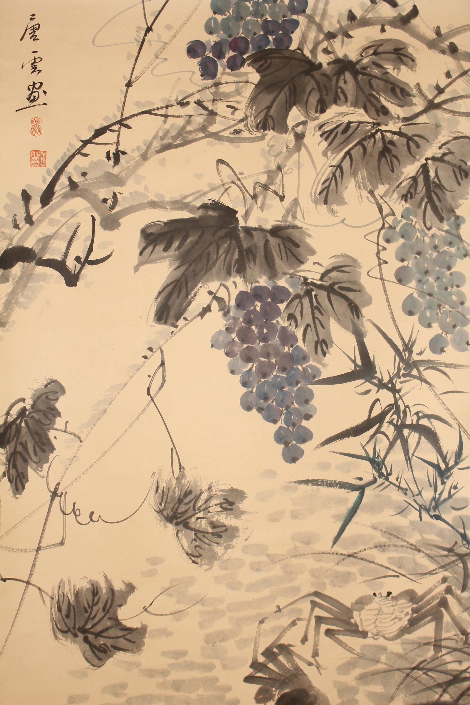 A Chinese Aqua-theme Nature-sceen Fortune Scroll - 2