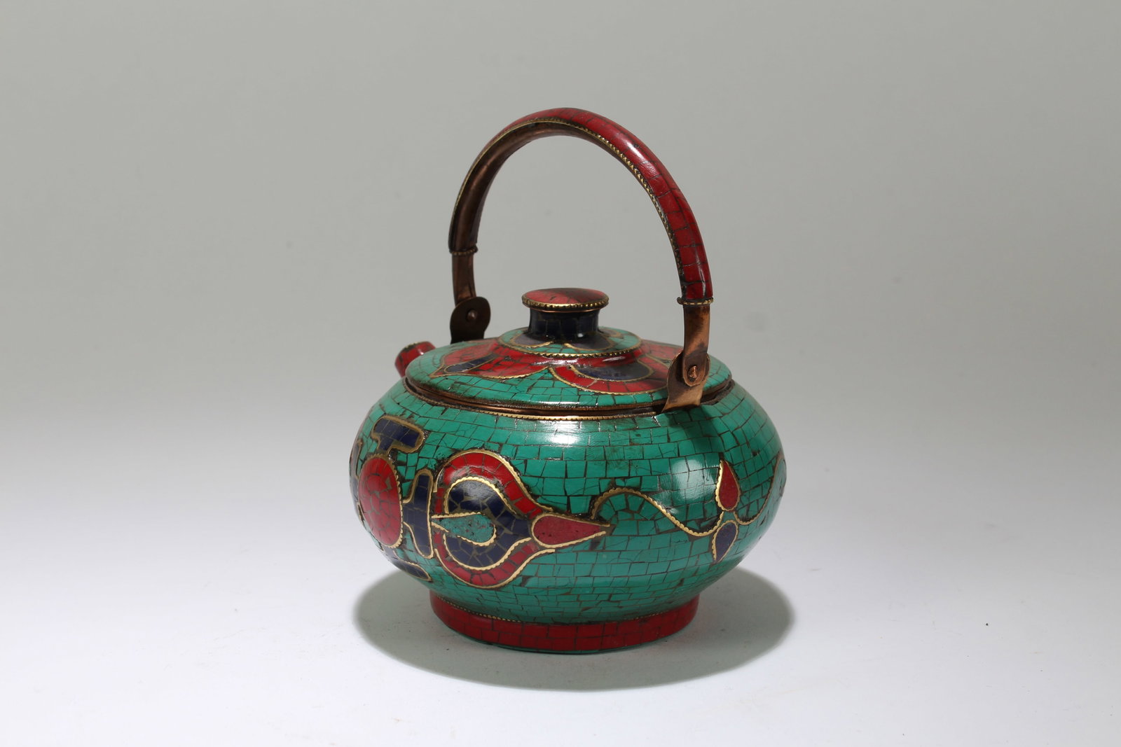 A Tibetan Religious Lidded Circular Tea Pot - 2