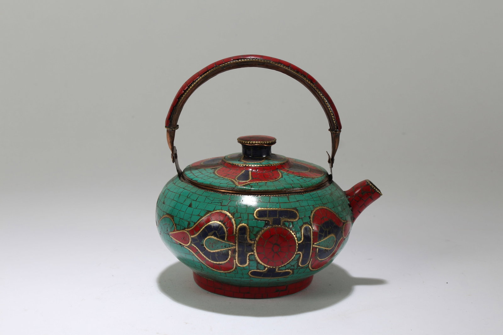A Tibetan Religious Lidded Circular Tea Pot - 3