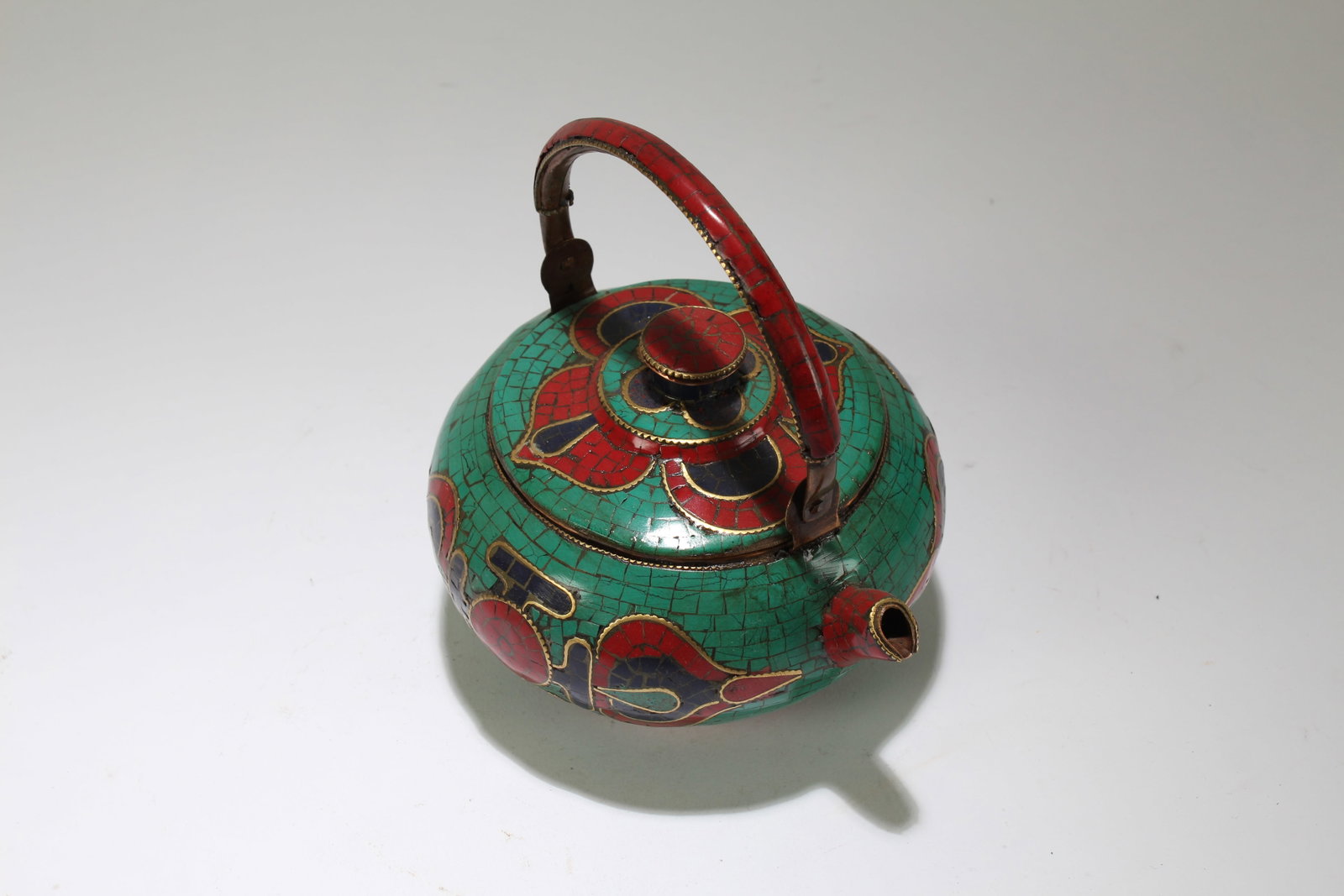 A Tibetan Religious Lidded Circular Tea Pot - 4