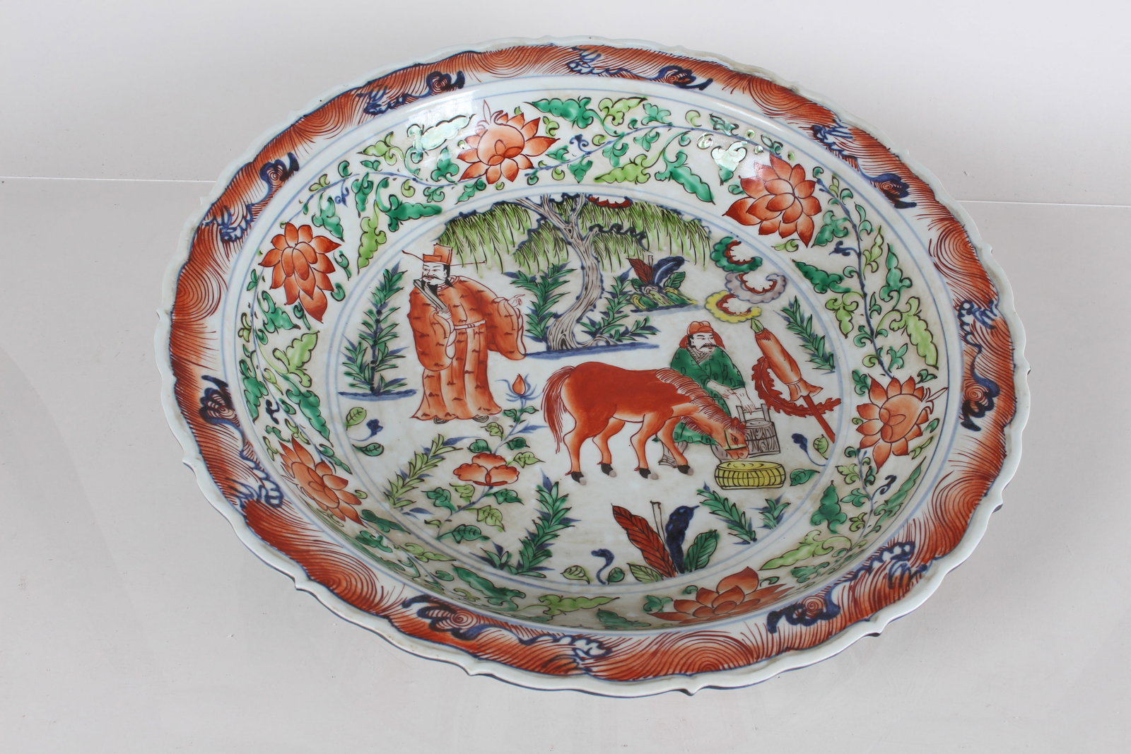 A Chinese Massive Story-telling Porcelain Fortune Plate: A Chinese Massive Story-telling Porcelain Fortune Plate. Height: 3 (inch). Opening Diameter: 17.75 (inch).
