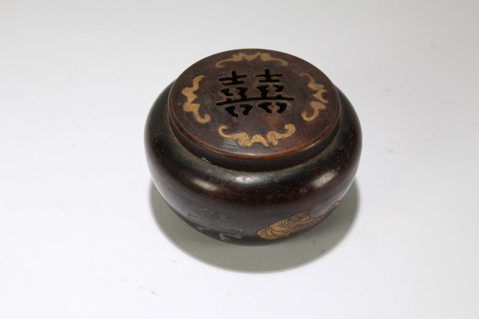 A Chinese Lidded Joy-Fortune Censer: A Chinese Lidded Joy-Fortune Censer. Height: 2.25 (inch). Opening Diameter: 4 (inch).