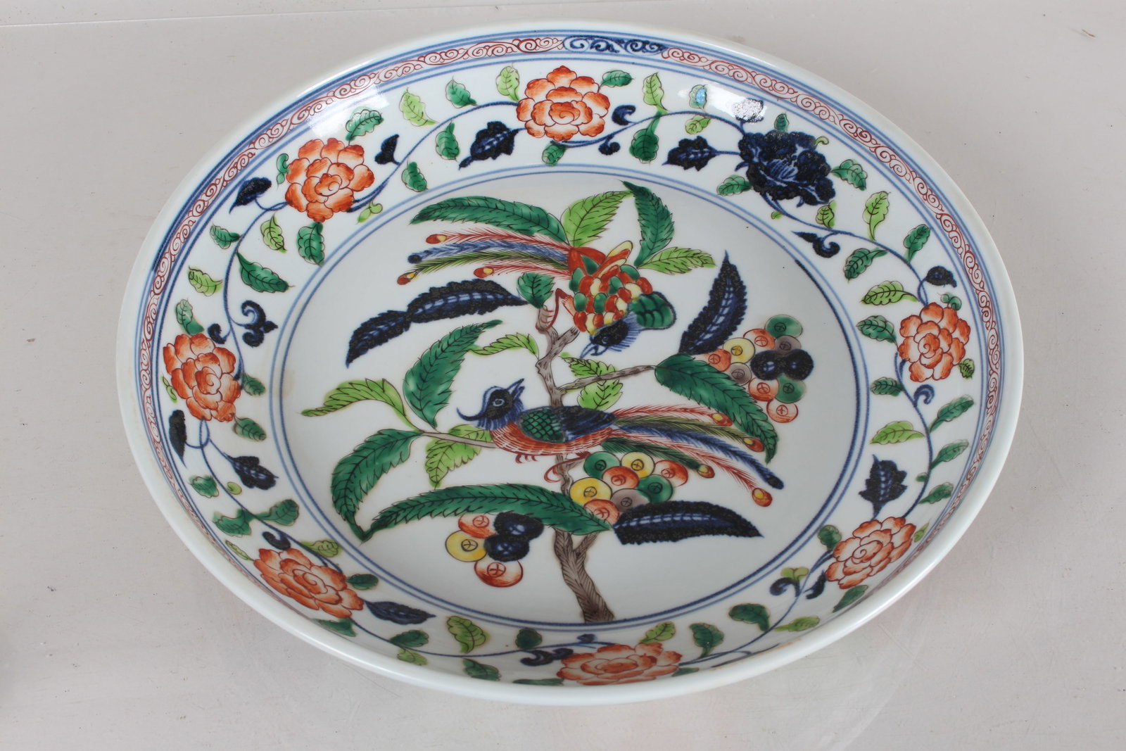A Chinese Nature-sceen Massive Porcelain Fortune Plate: A Chinese Nature-sceen Massive Porcelain Fortune Plate
