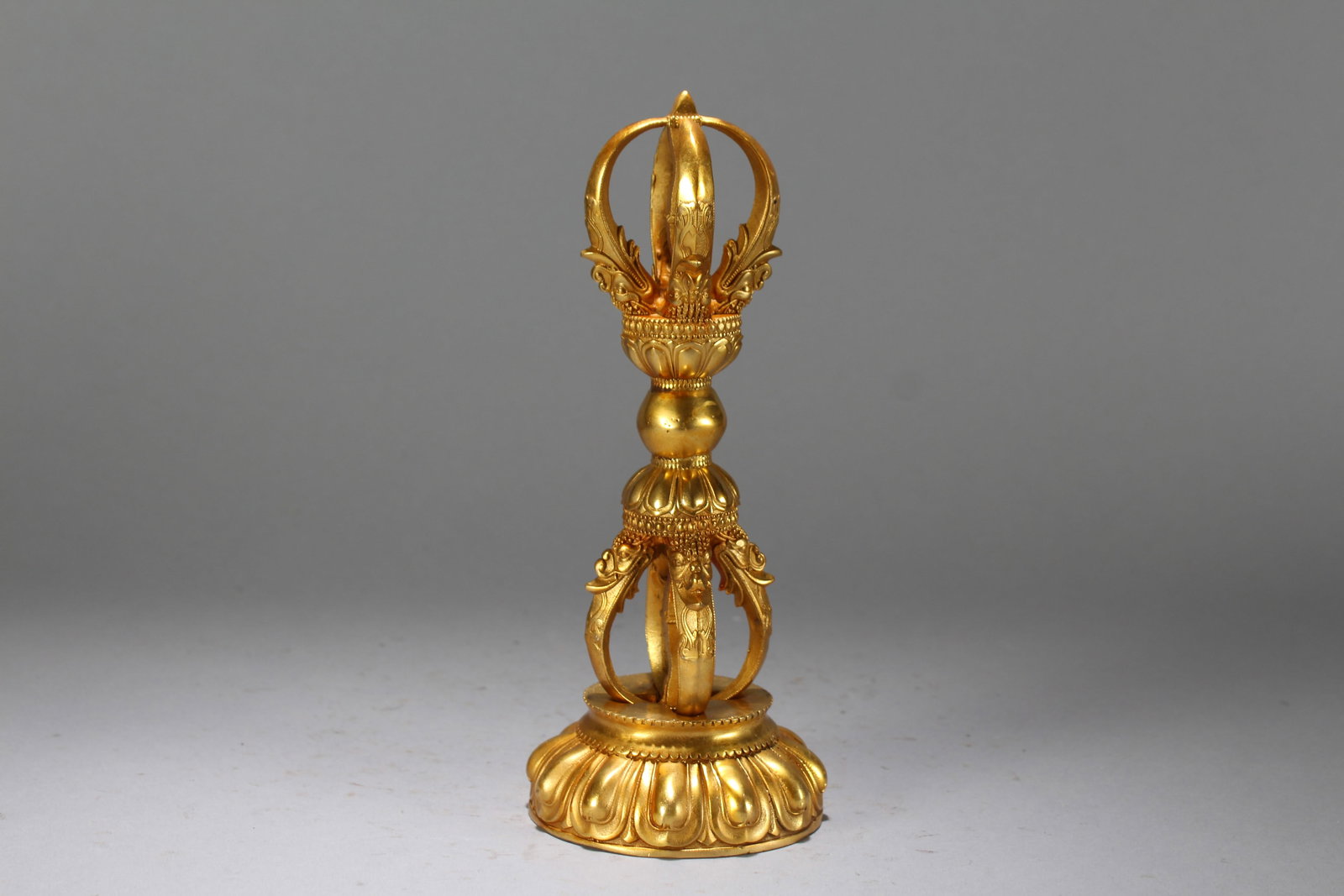 A Chinese Religious Vividly-detailed Gilt Statue (1 of 4)