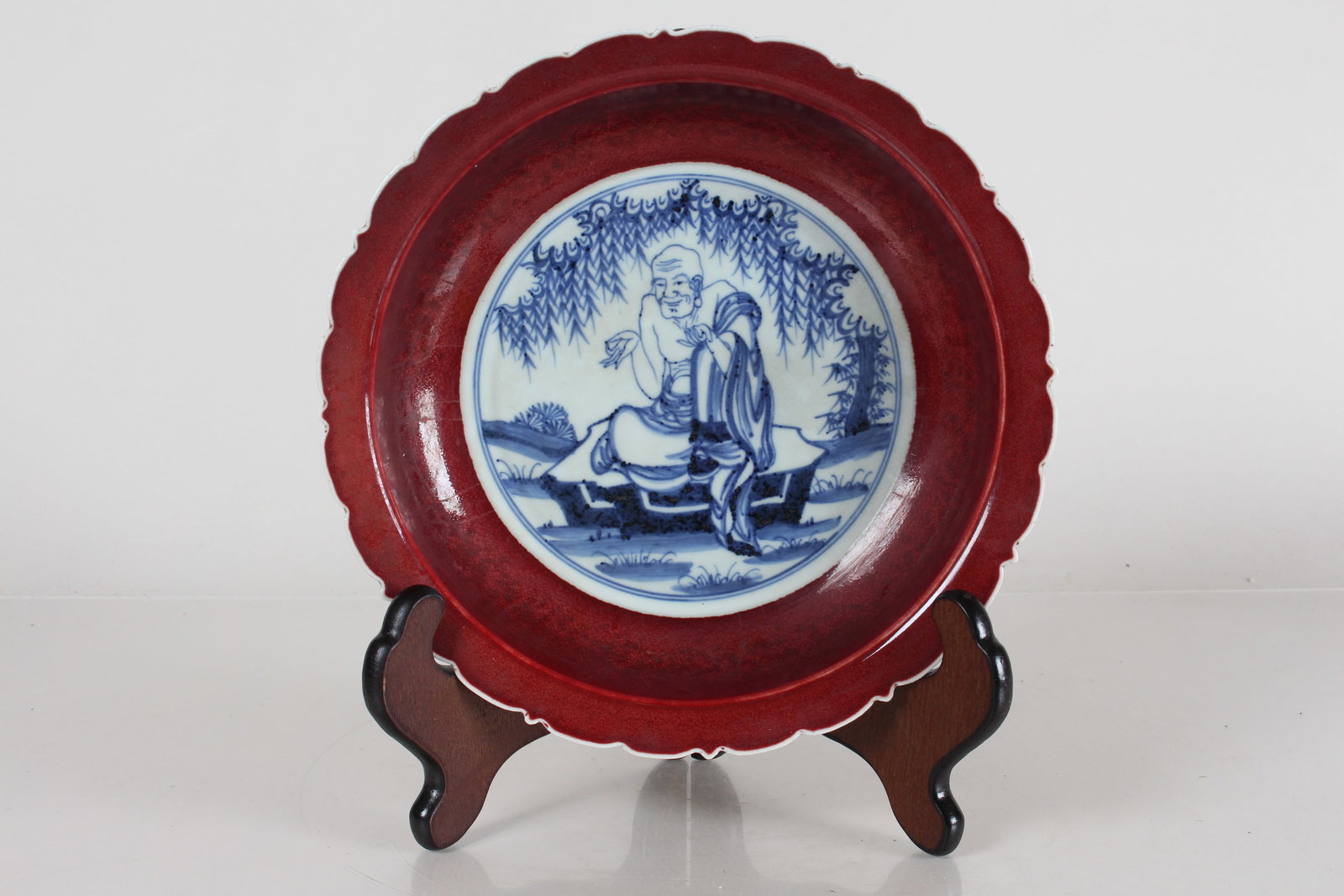 A Chinese Elder-portrait Porcelain Fortune Plate: A Chinese Elder-portrait Porcelain Fortune Plate. Height: 2 (inch). Opening Diameter: 8.75 (inch).