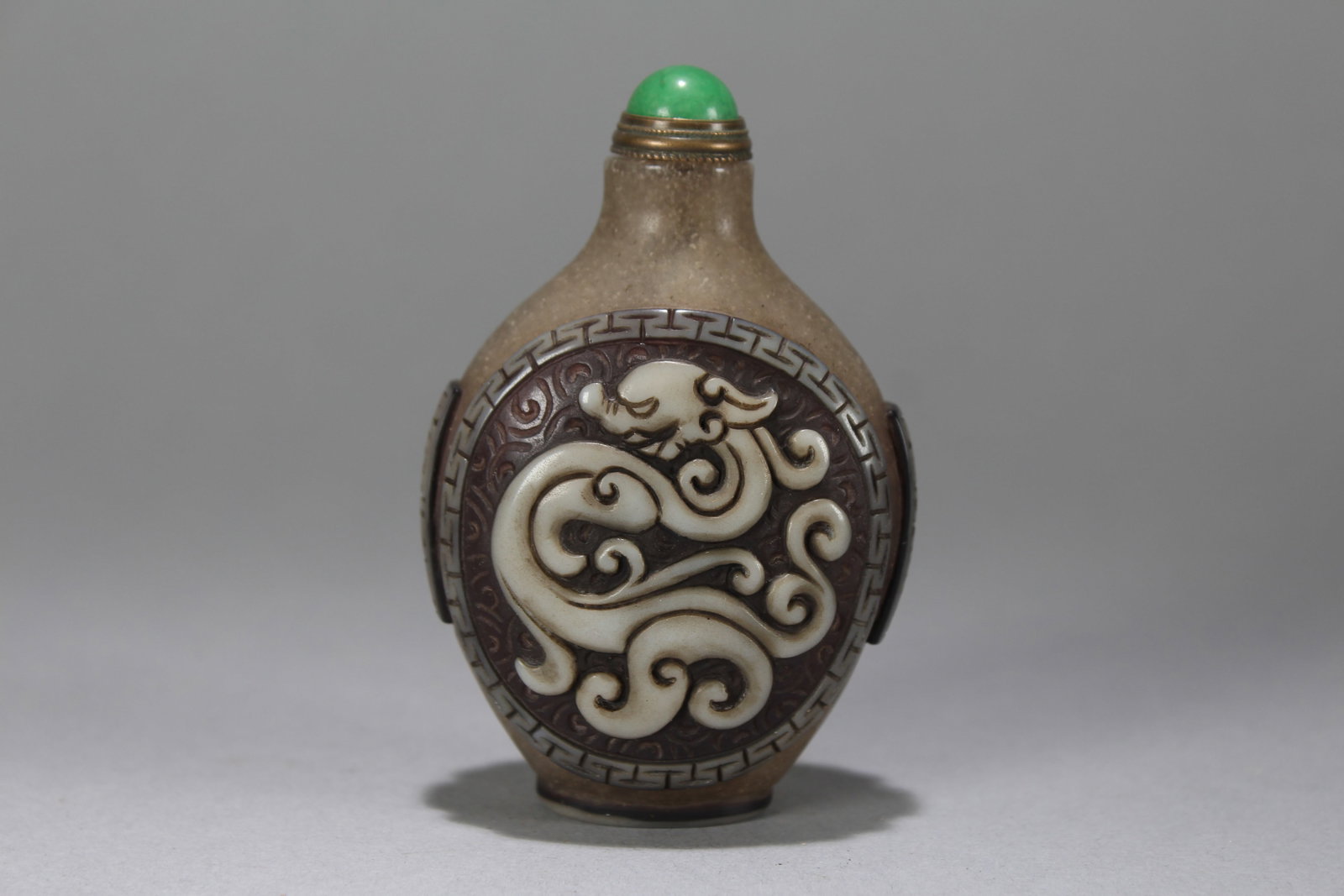 A Chinese Dragon-decorating Fortune Snuff Bottle (1 of 5)