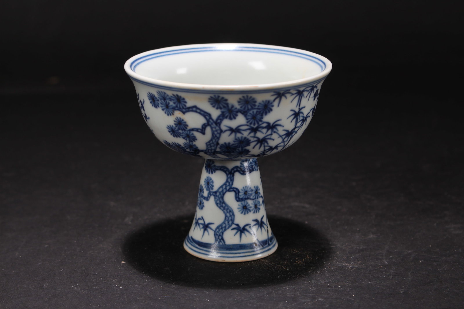 A Chinese Blue and White Porcelain Fortune Cup: A Chinese Blue and White Porcelain Fortune Cup. Height: 3.5 (inch). Opening Diameter: 3.5 (inch).