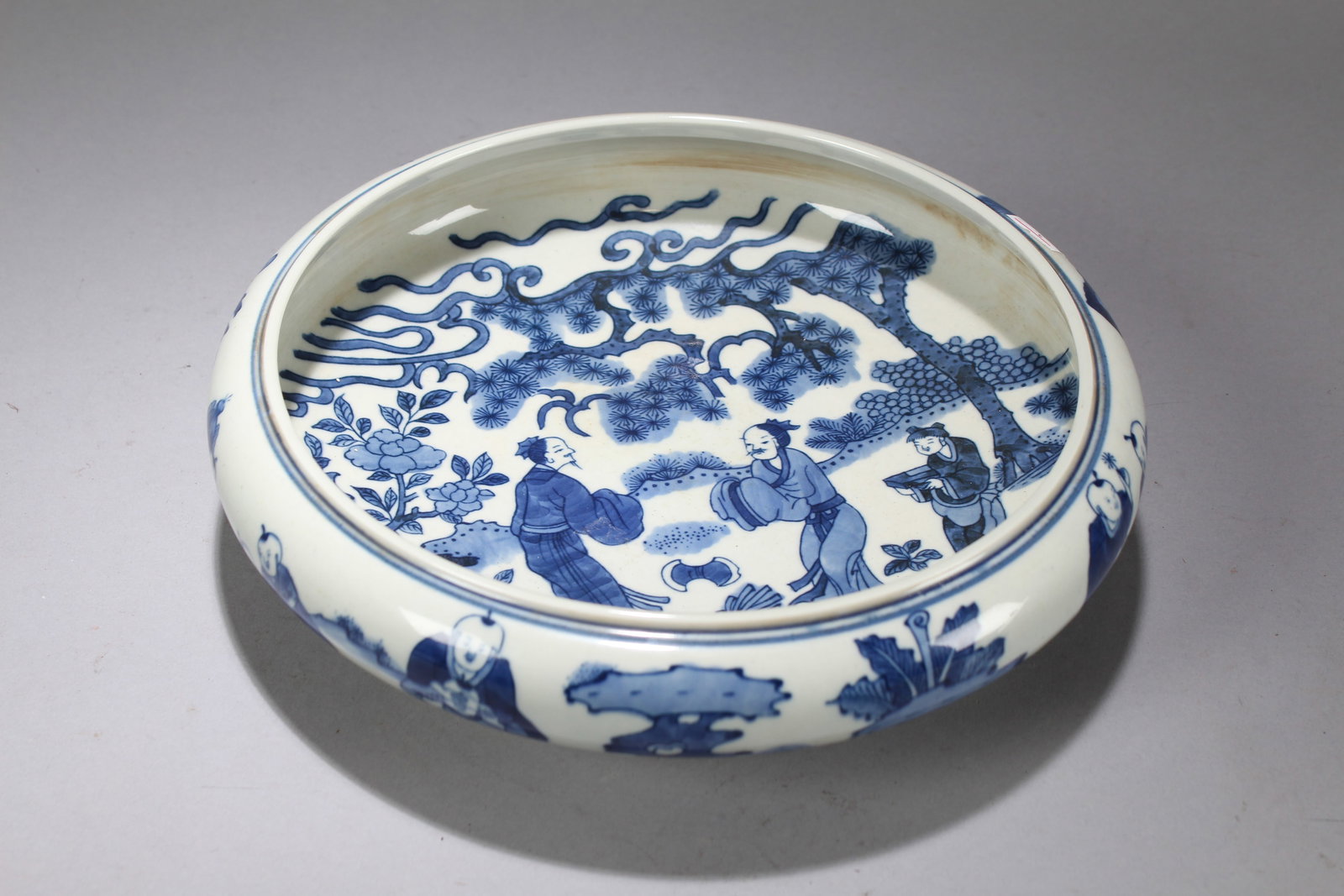 A Chinese Blue-and-white Circular Porcelain Fortune Plate: A Chinese Blue-and-white Circular Porcelain Fortune Plate. Height: 3 (inch). Opening Diameter: 10.5 (inch)