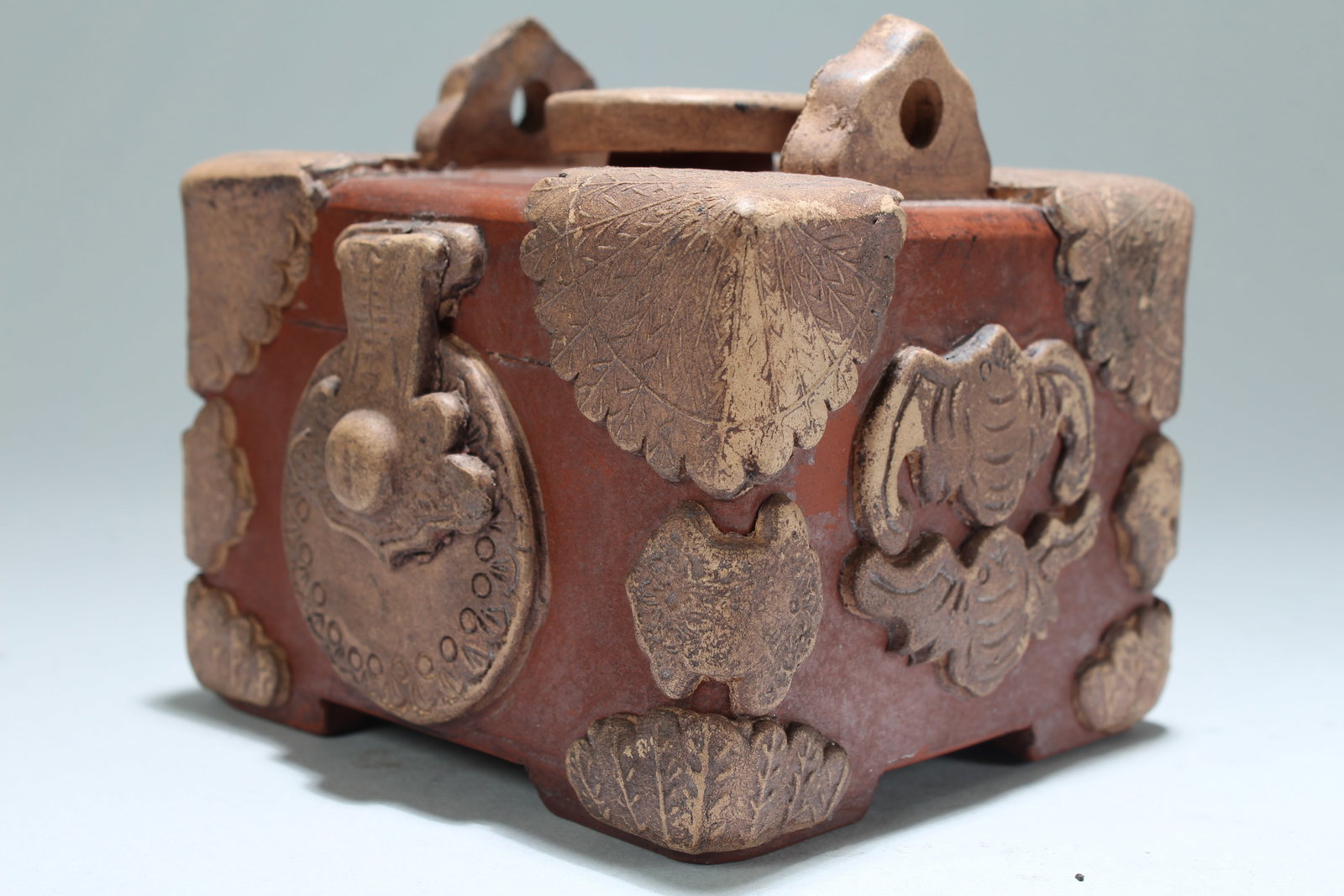 A Chinese Square-based Myth-beast Fortune Tea Pot - 2
