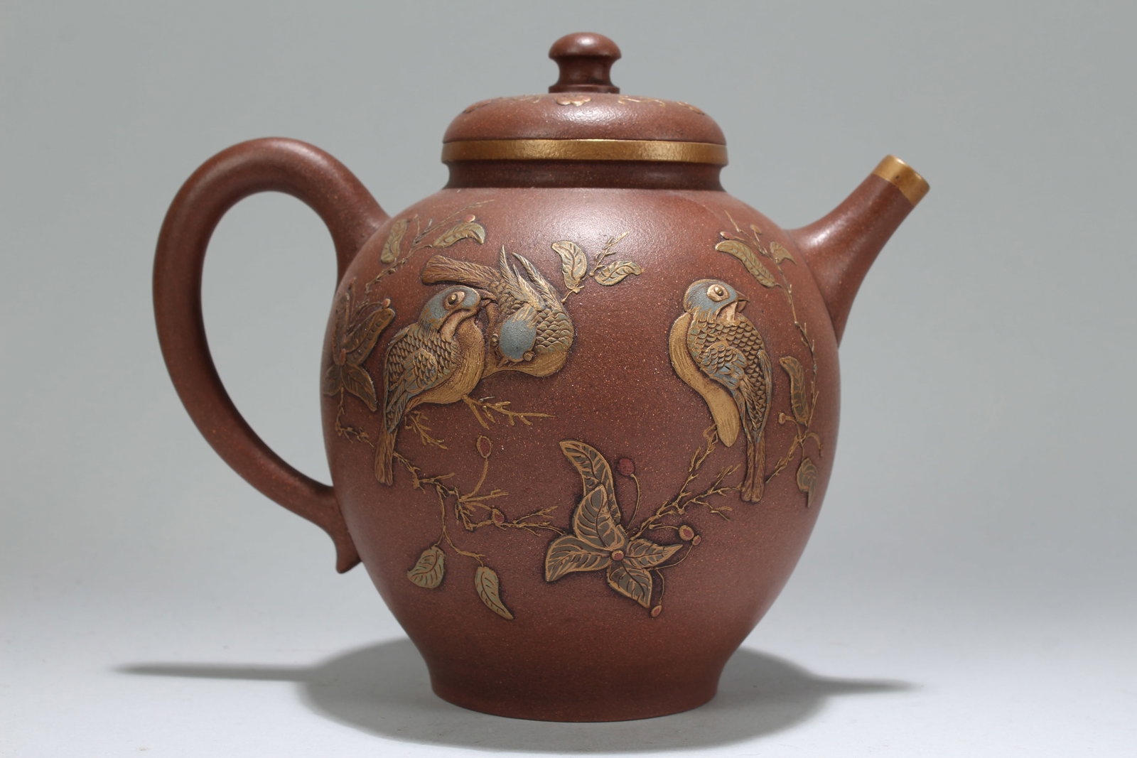 A Chinese Nature-sceen Circular Fortune Tea Pot: A Chinese Nature-sceen Circular Fortune Tea Pot . Height: 5.75 (inch). Length: 6.5 (inch).