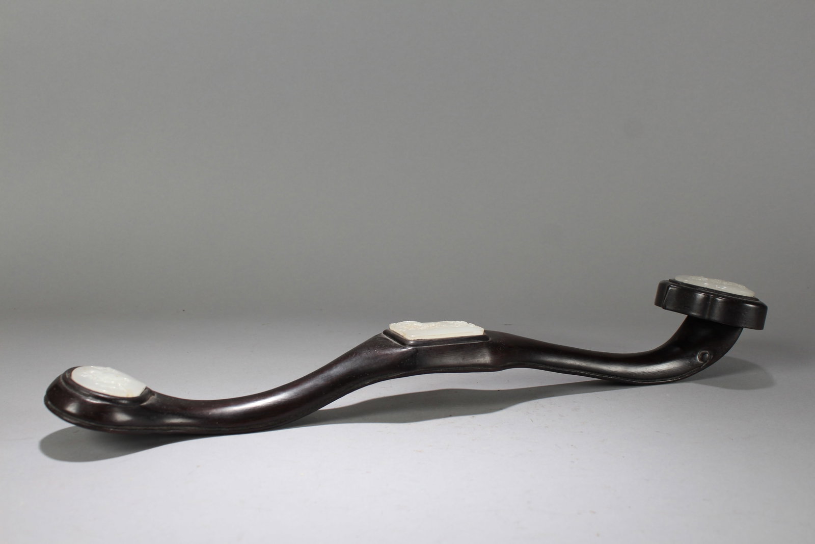 A Chinese Jade-inserted Fortune Wooden Ruyi - 8