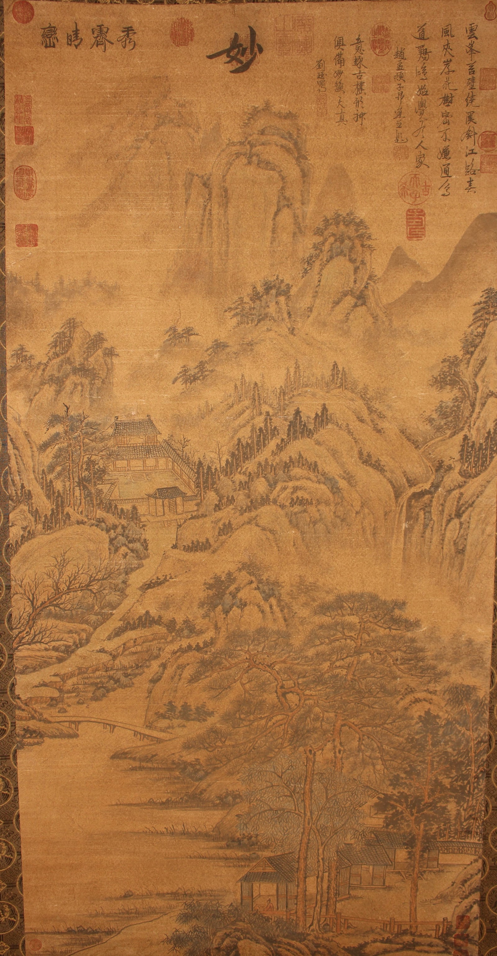 A Chinese Mountain-view Abstract-style Fortune Scroll: A Chinese Mountain-view Abstract-style Fortune Scroll . Length: 50(inch). Width: 25 (inch).