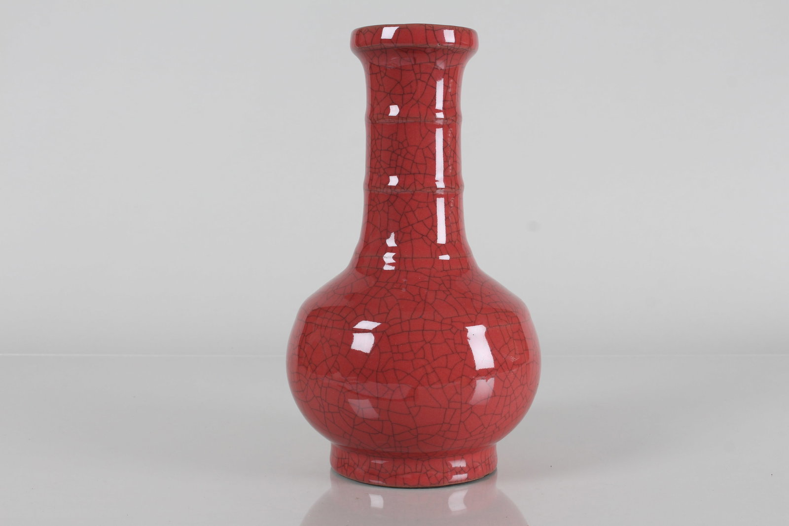 A Chinese Red-coding Crackglaze Porcelain Fortune Vase: A Chinese Red-coding Crackglaze Porcelain Fortune Vase . Height: 9 (inch).
