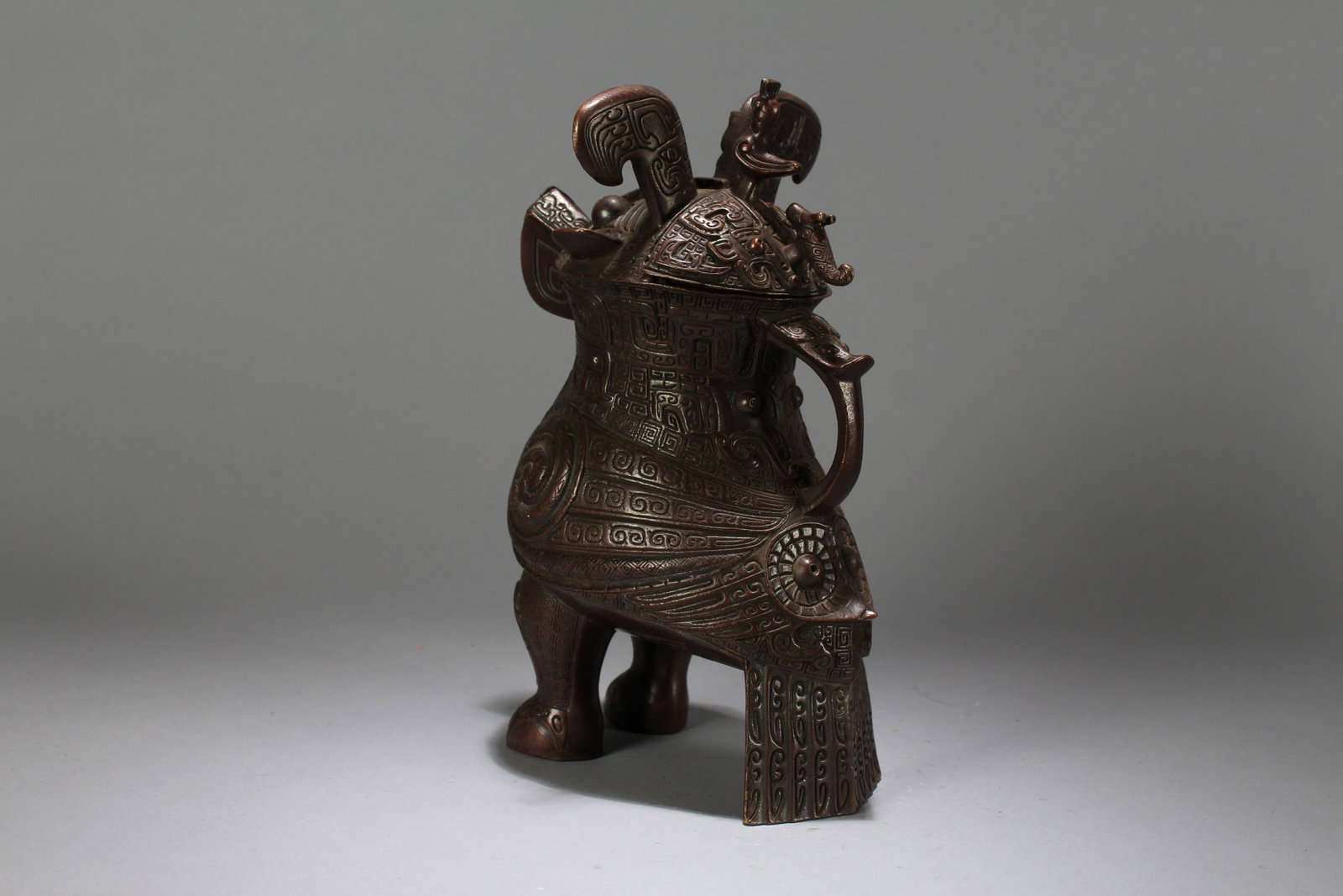 A Chinese Myth-beast Lidded Fortune Statue - 2