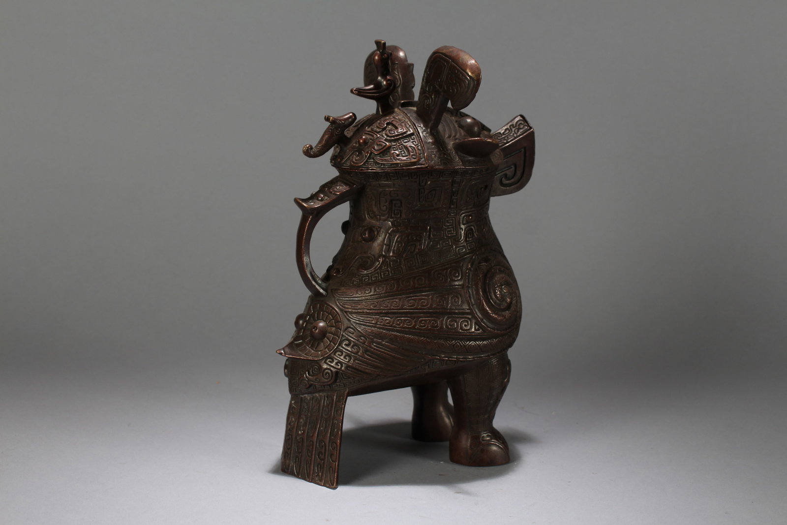A Chinese Myth-beast Lidded Fortune Statue - 4