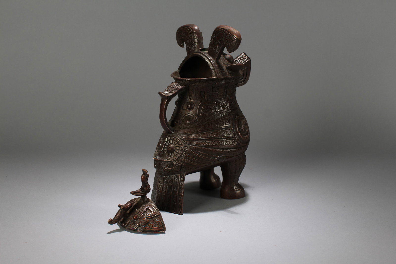 A Chinese Myth-beast Lidded Fortune Statue - 5