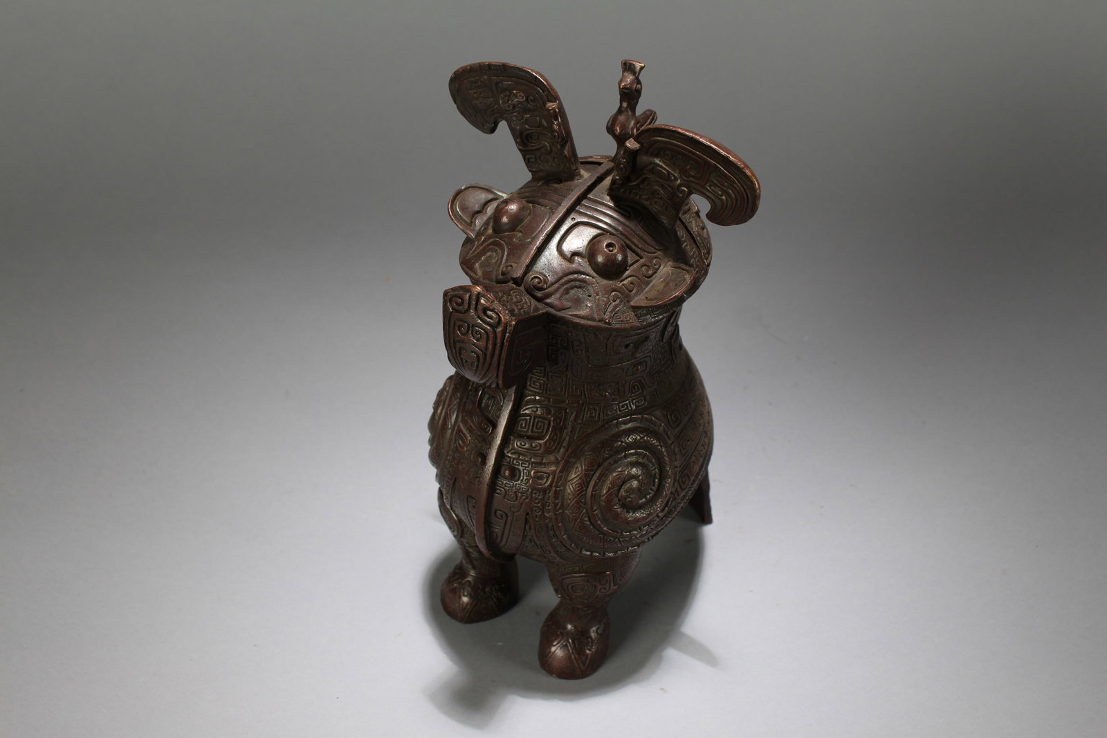A Chinese Myth-beast Lidded Fortune Statue - 7
