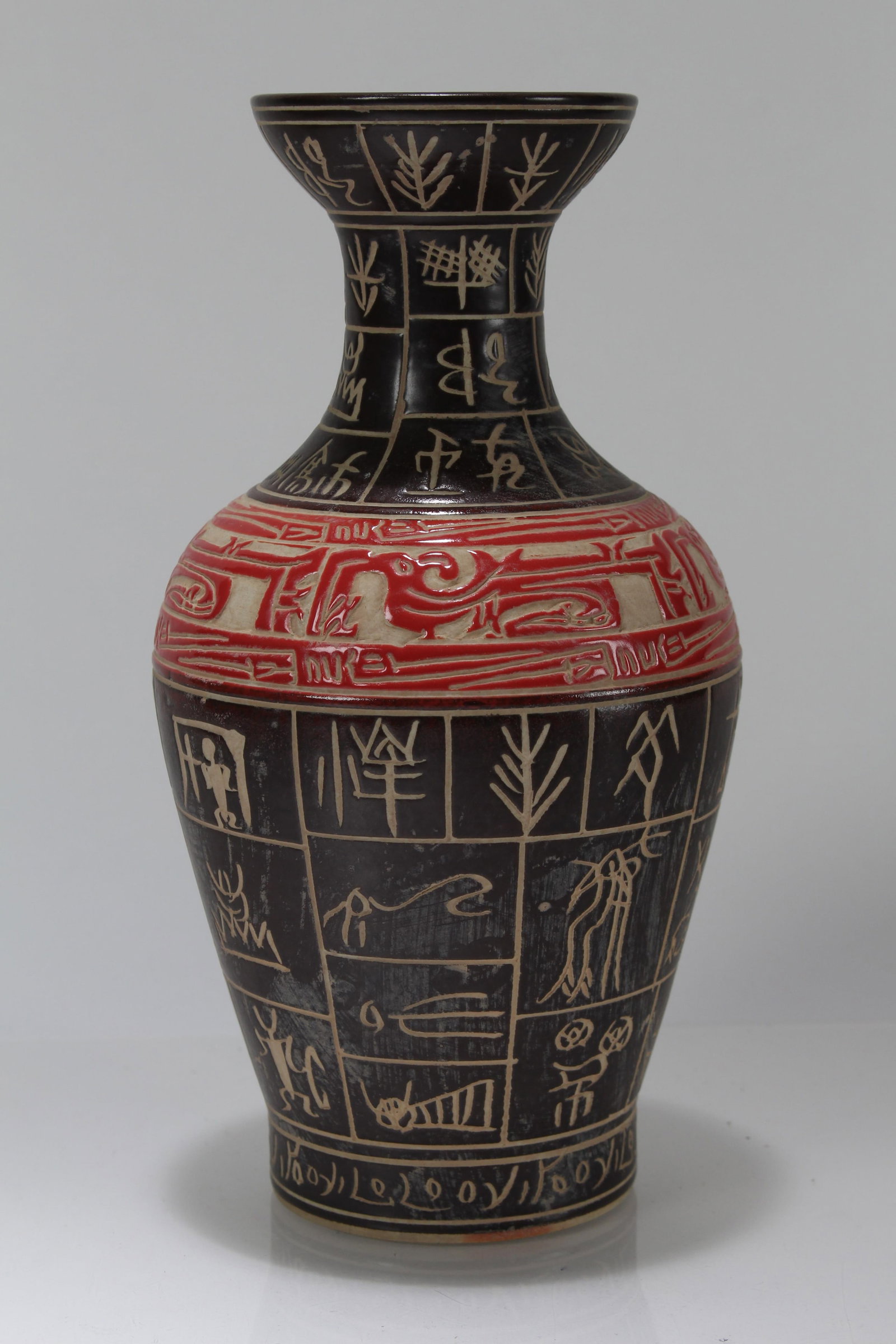 A Chinese Ancient-framing Porcelain Fortune Vase: A Chinese Ancient-framing Porcelain Fortune Vase . Height: 9.25 (inch).