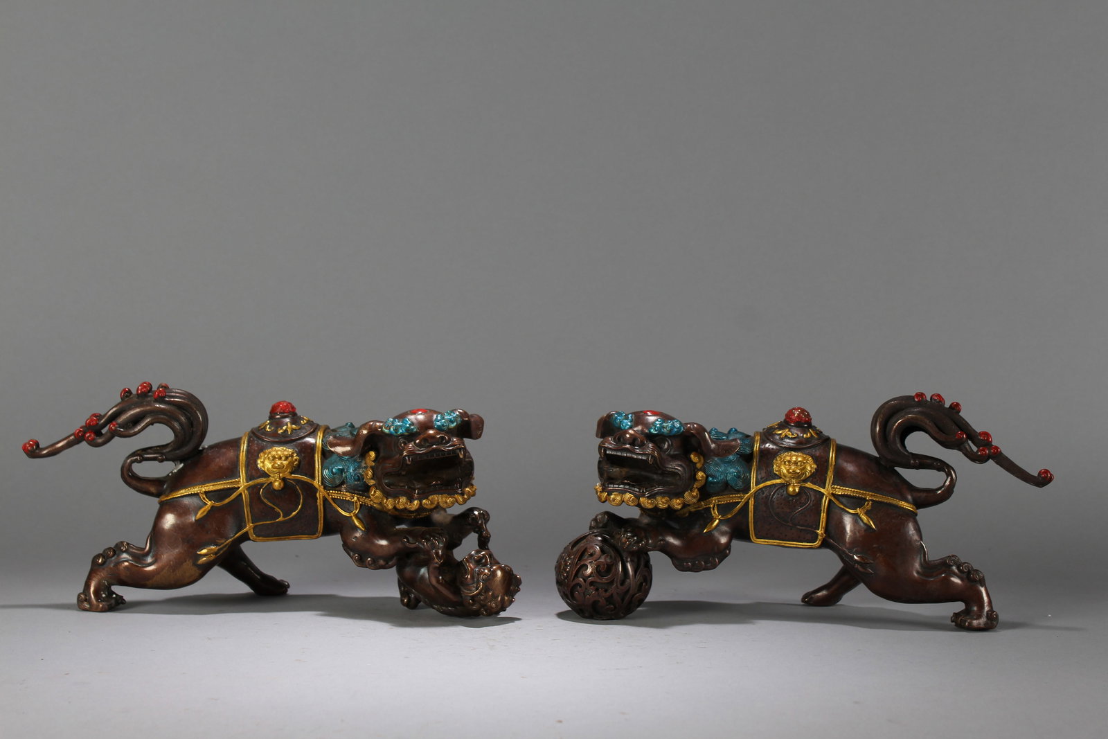 Collection of Chinese Religious Fortune Myth-beast Statues: Collection of Chinese Religious Fortune Myth-beast Statues. Height : 4.4 (inch). Width : 9.5 (inch). Length : 4 (inch).