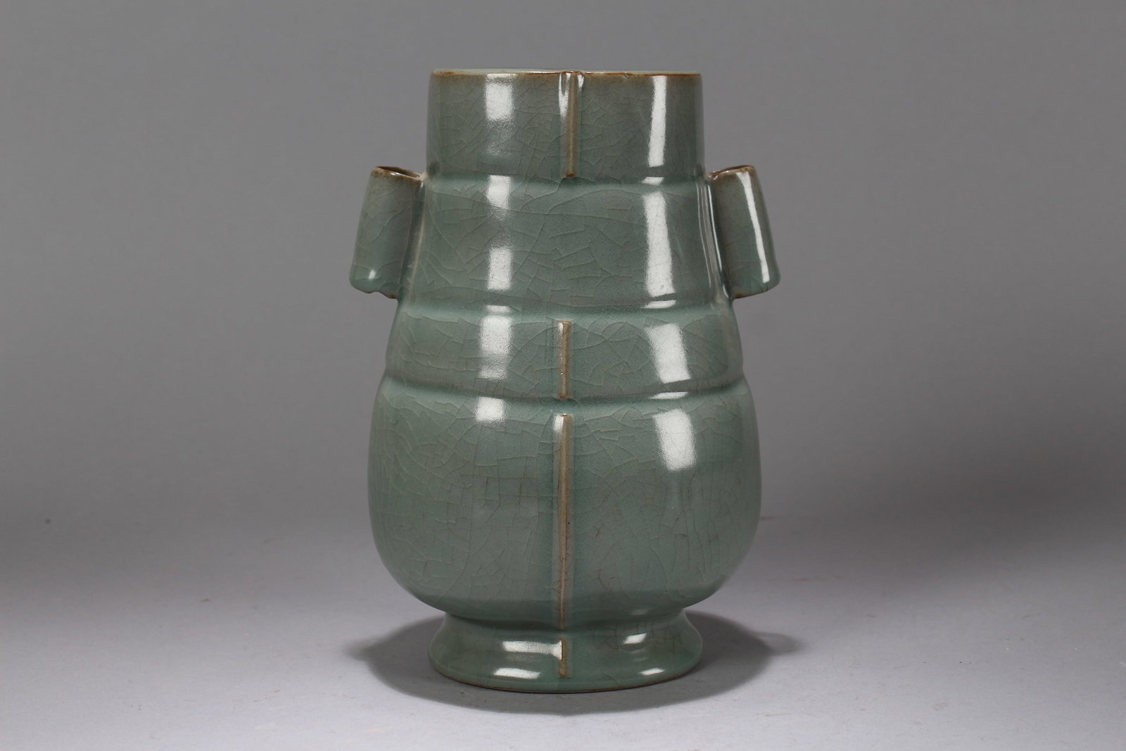 A Chinese Duo-handling Porcelain Fortune Vase: A Chinese Duo-handling Porcelain Fortune Vase. Height: 8 (inch). Width: 5.5 (inch).